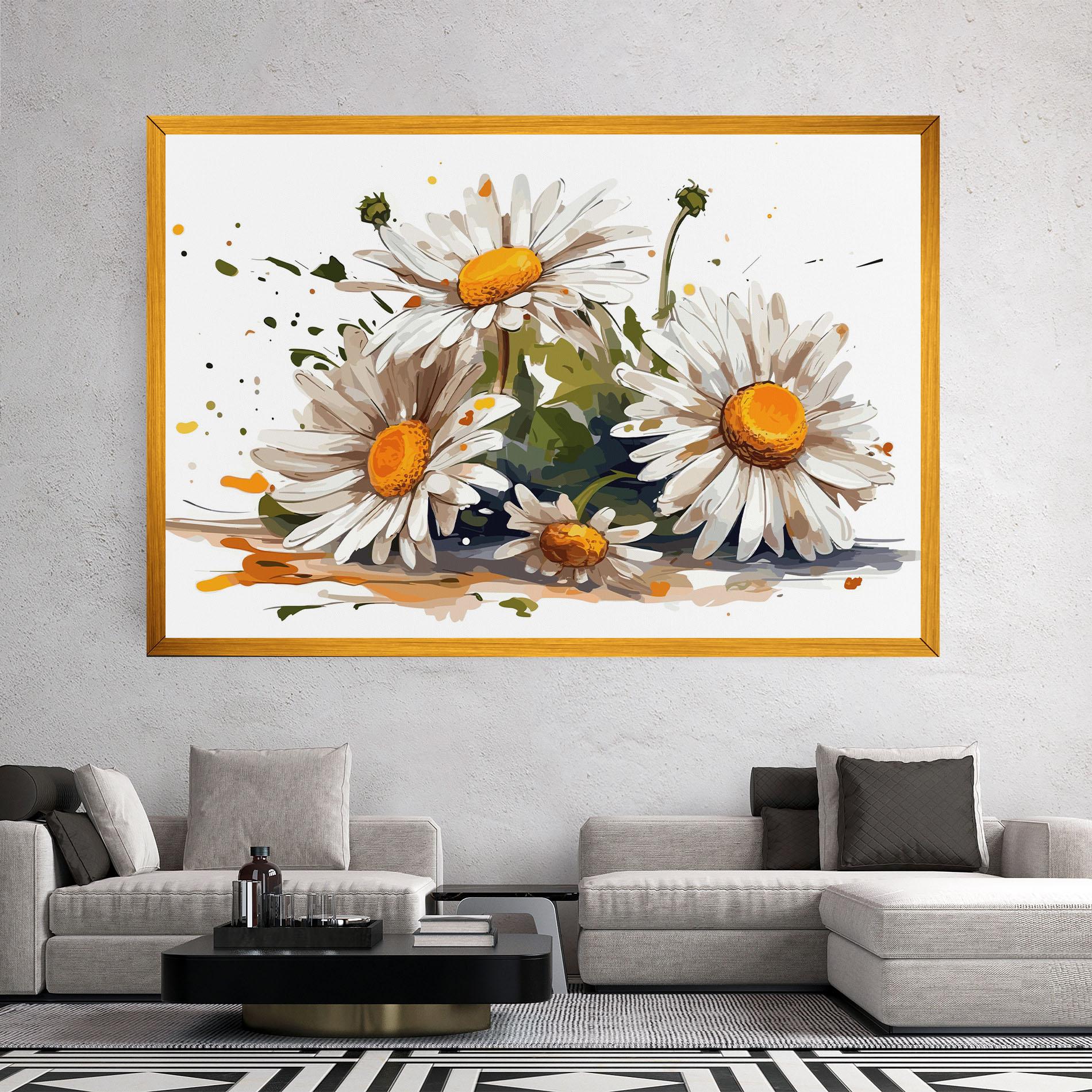 Tablou Canvas White Beautiful Daisy mockup 2