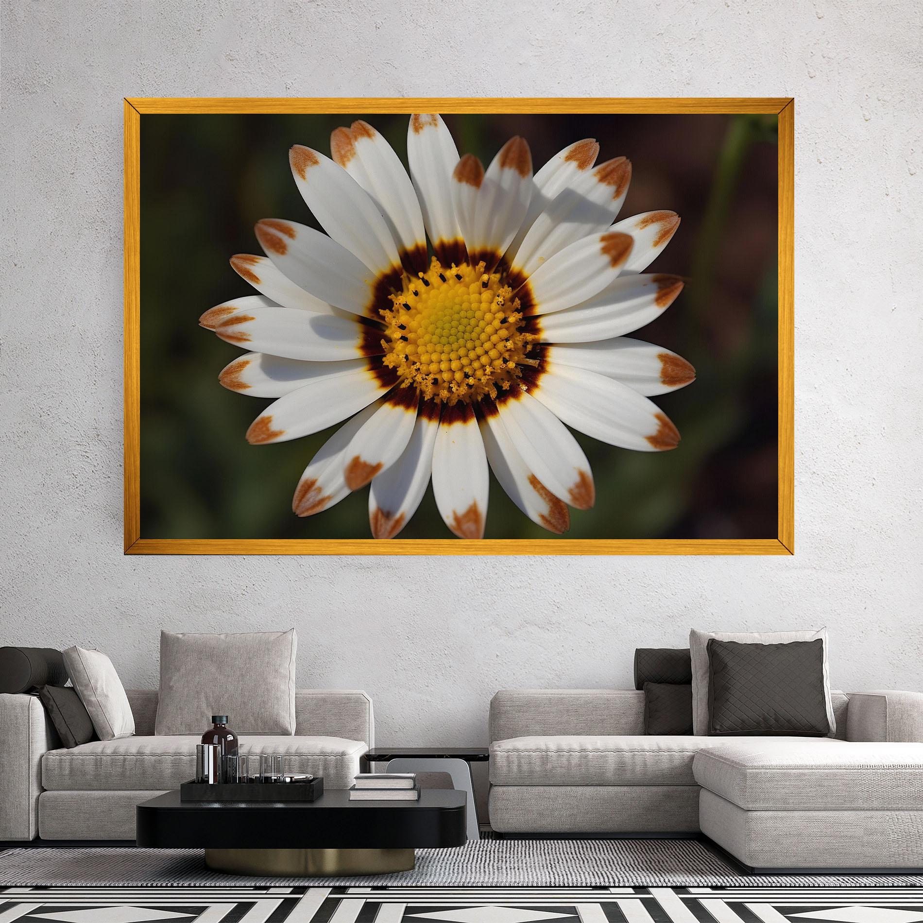 Tablou Canvas White Brown Daisy mockup 2