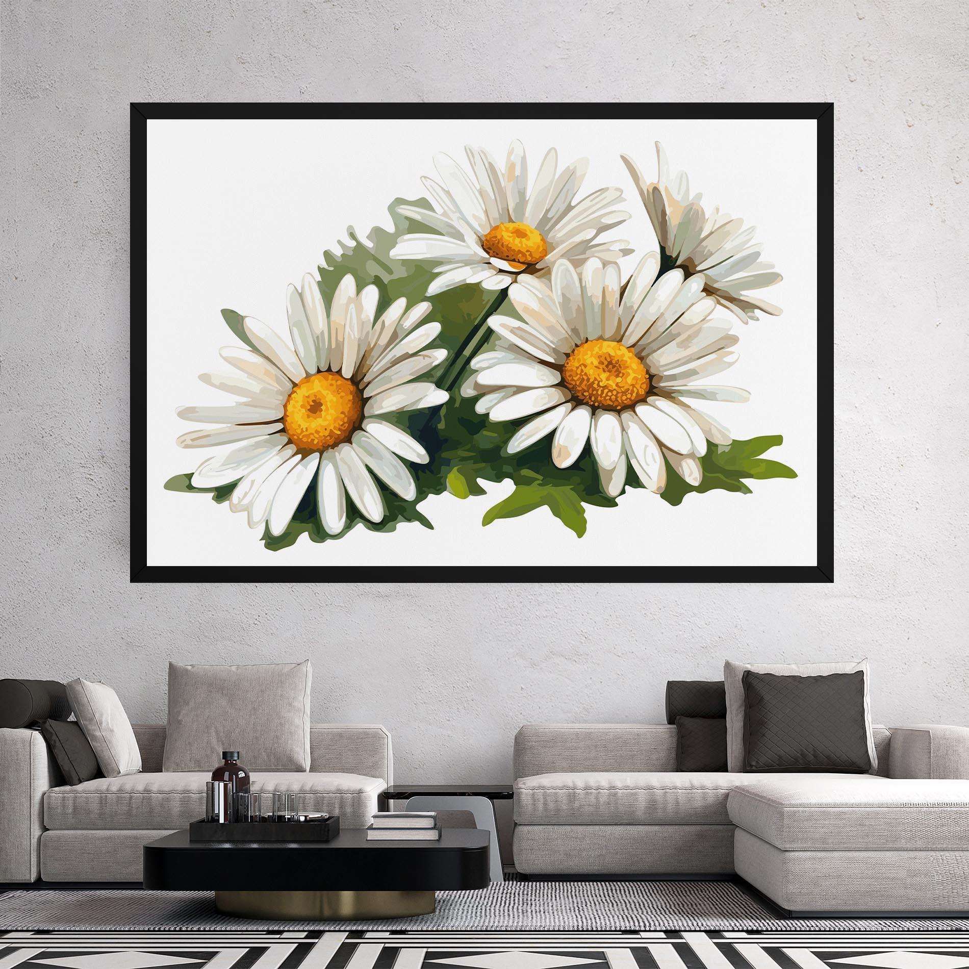 Tablou Canvas Grey White Daisy mockup 2