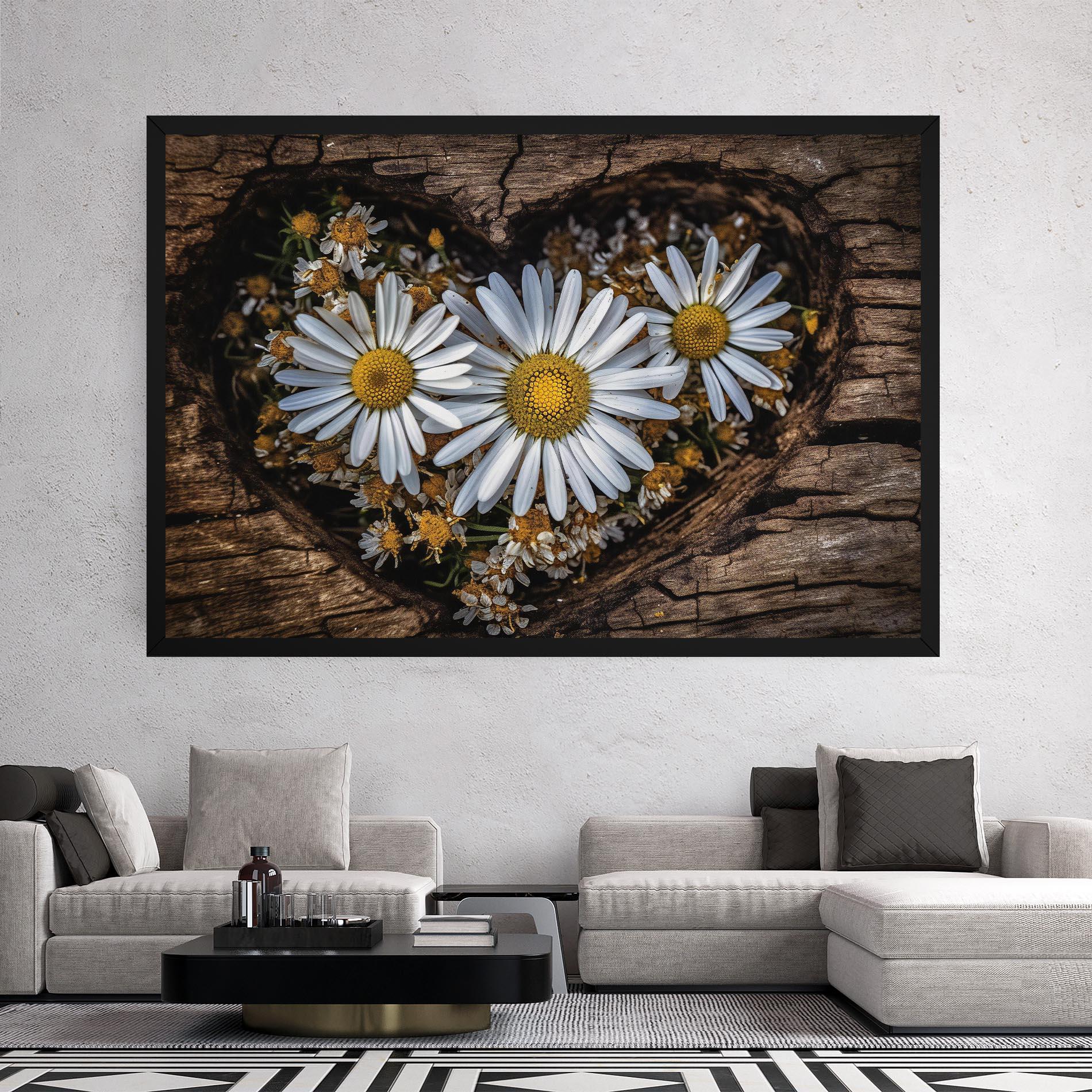 Tablou Canvas Heart Shaped Daisy mockup 2