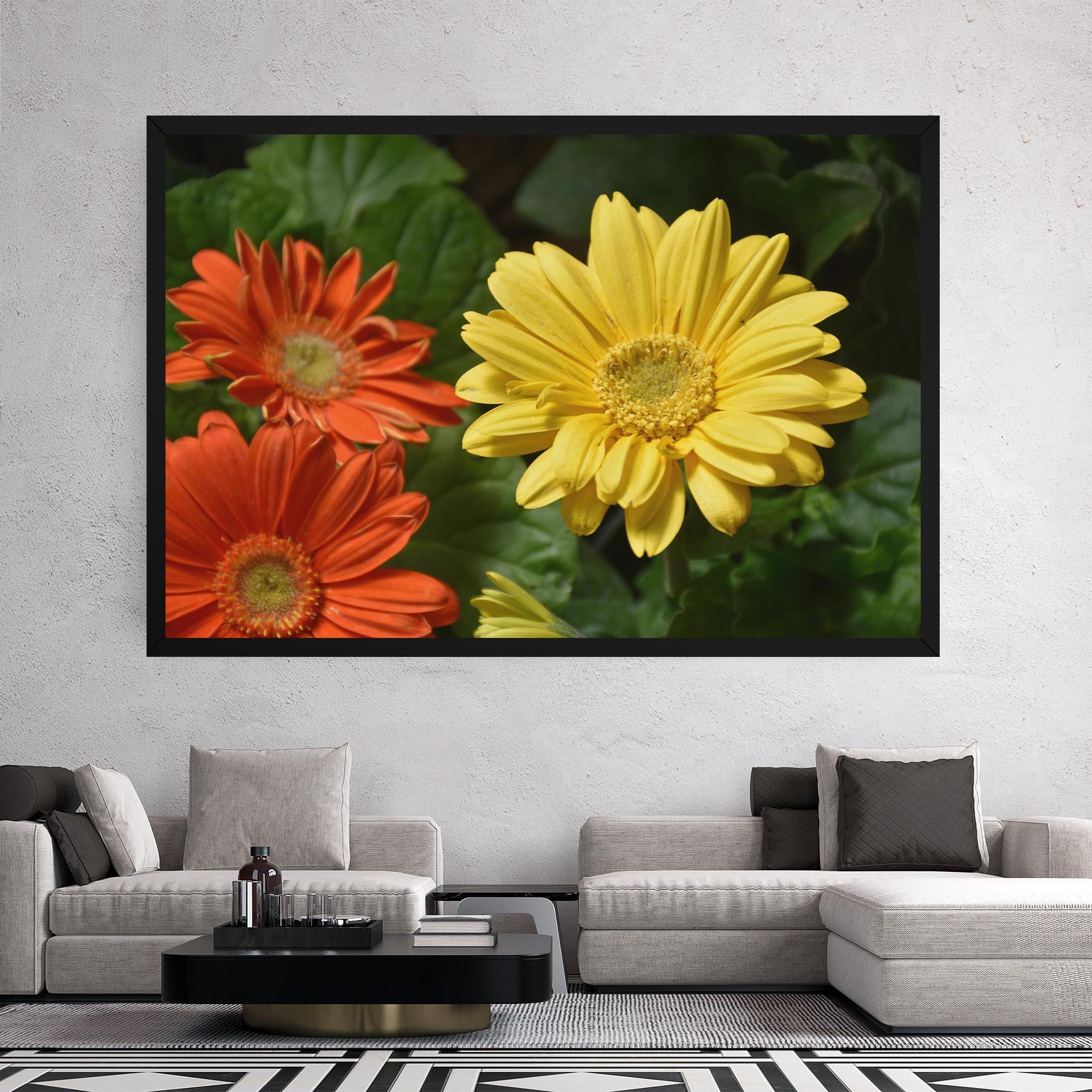 Tablou Canvas Orange Yellow Daisy mockup 2
