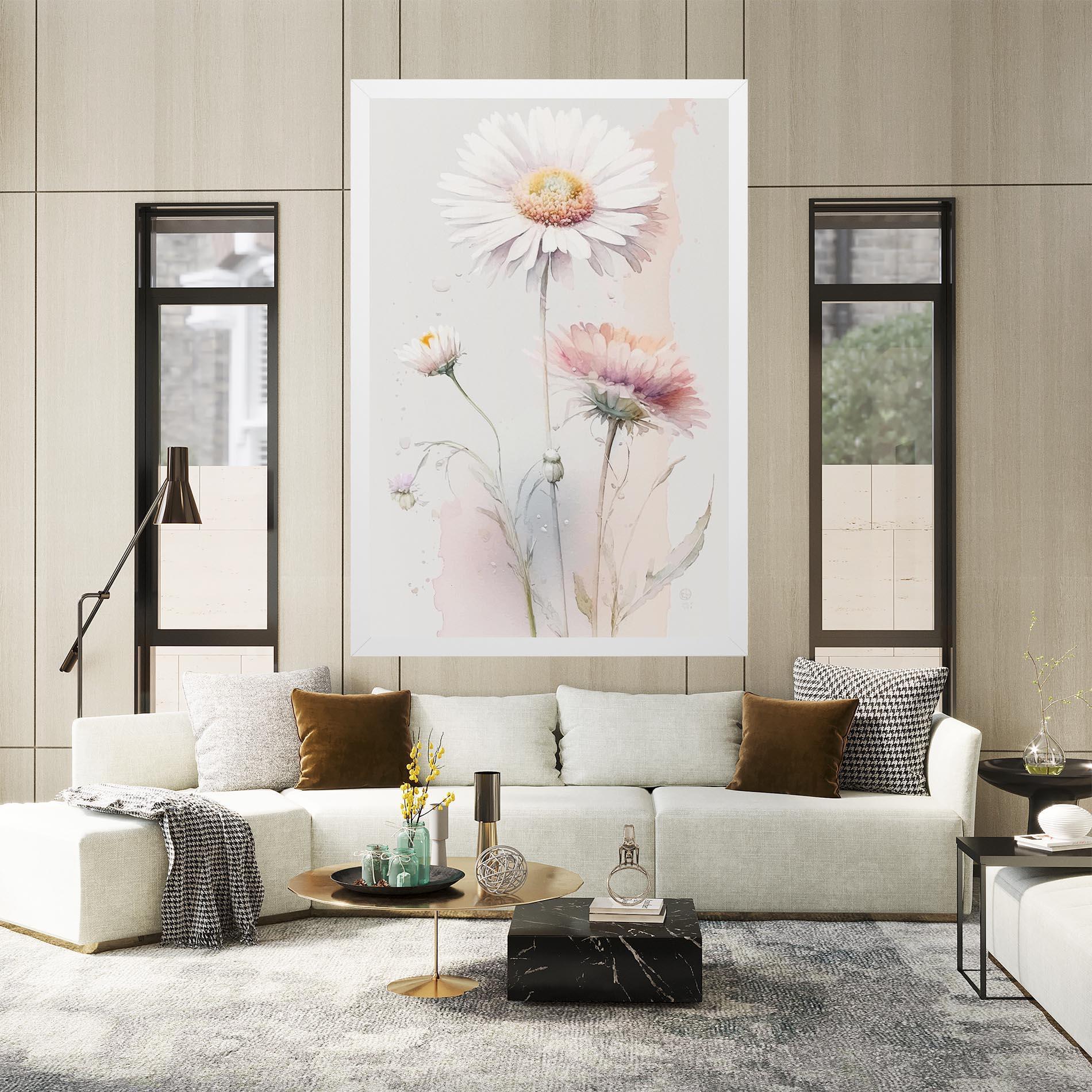 Tablou Canvas White Painted Daisy mockup 2
