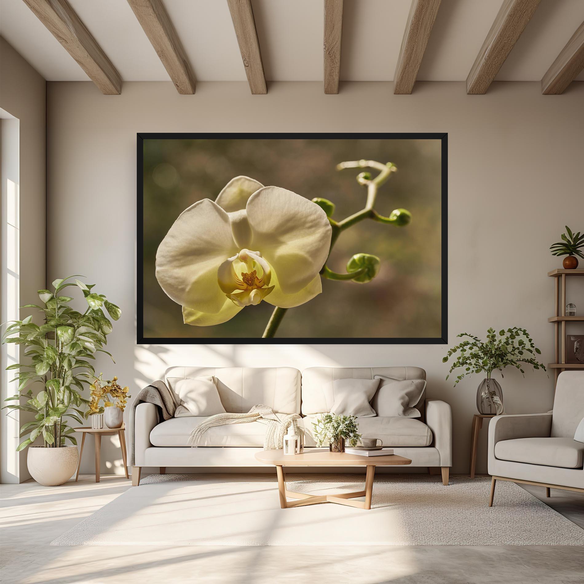 Tablou Canvas Pastel Yellow Orchid In Garden mockup 6