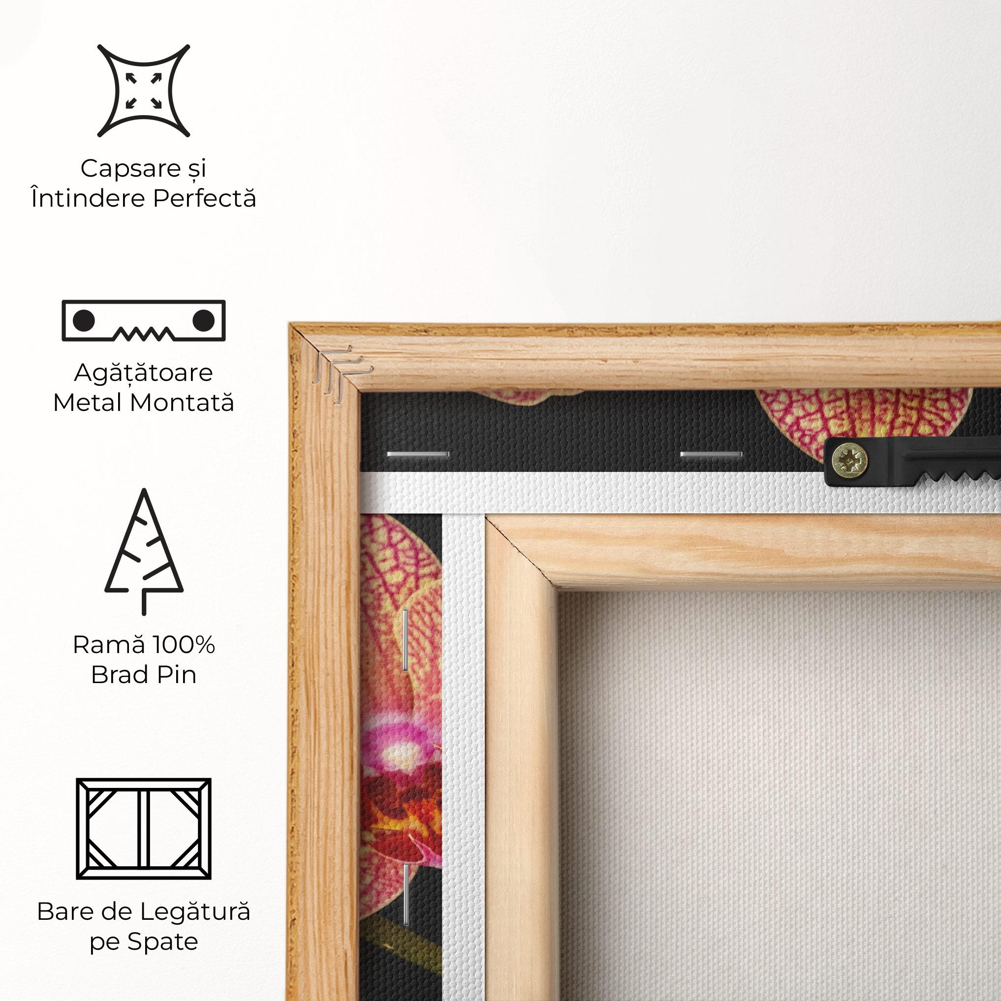 Tablou Canvas Pink Orchids On Black mockup 5