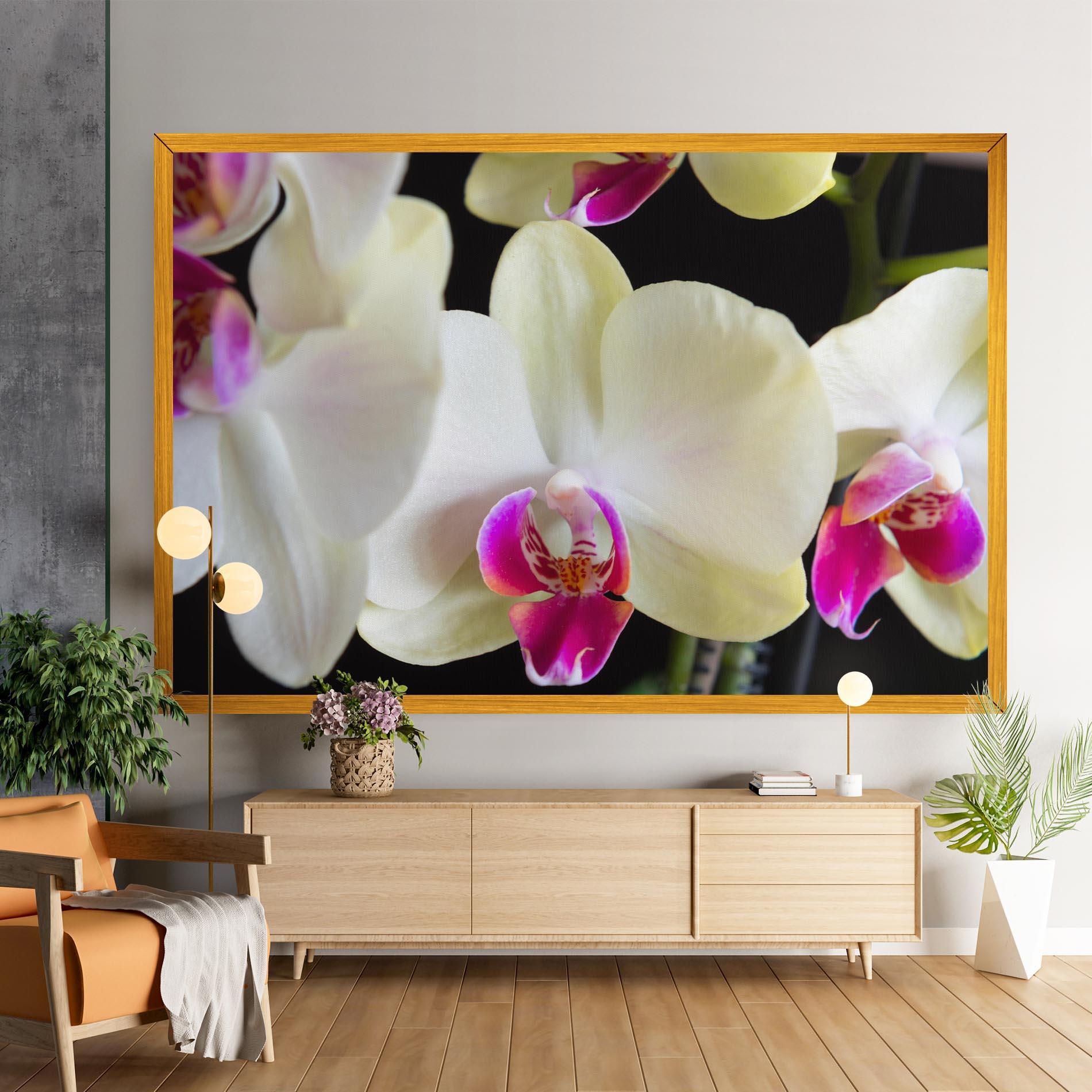Tablou Canvas Cream Purple Orchids mockup 9