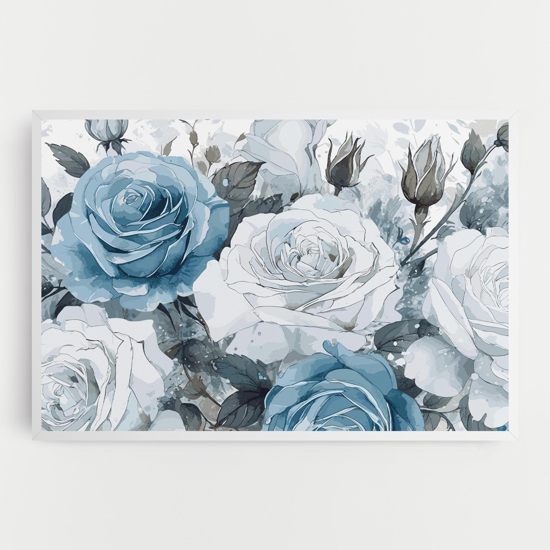 Tablou Canvas Blue White Rose mockup 0