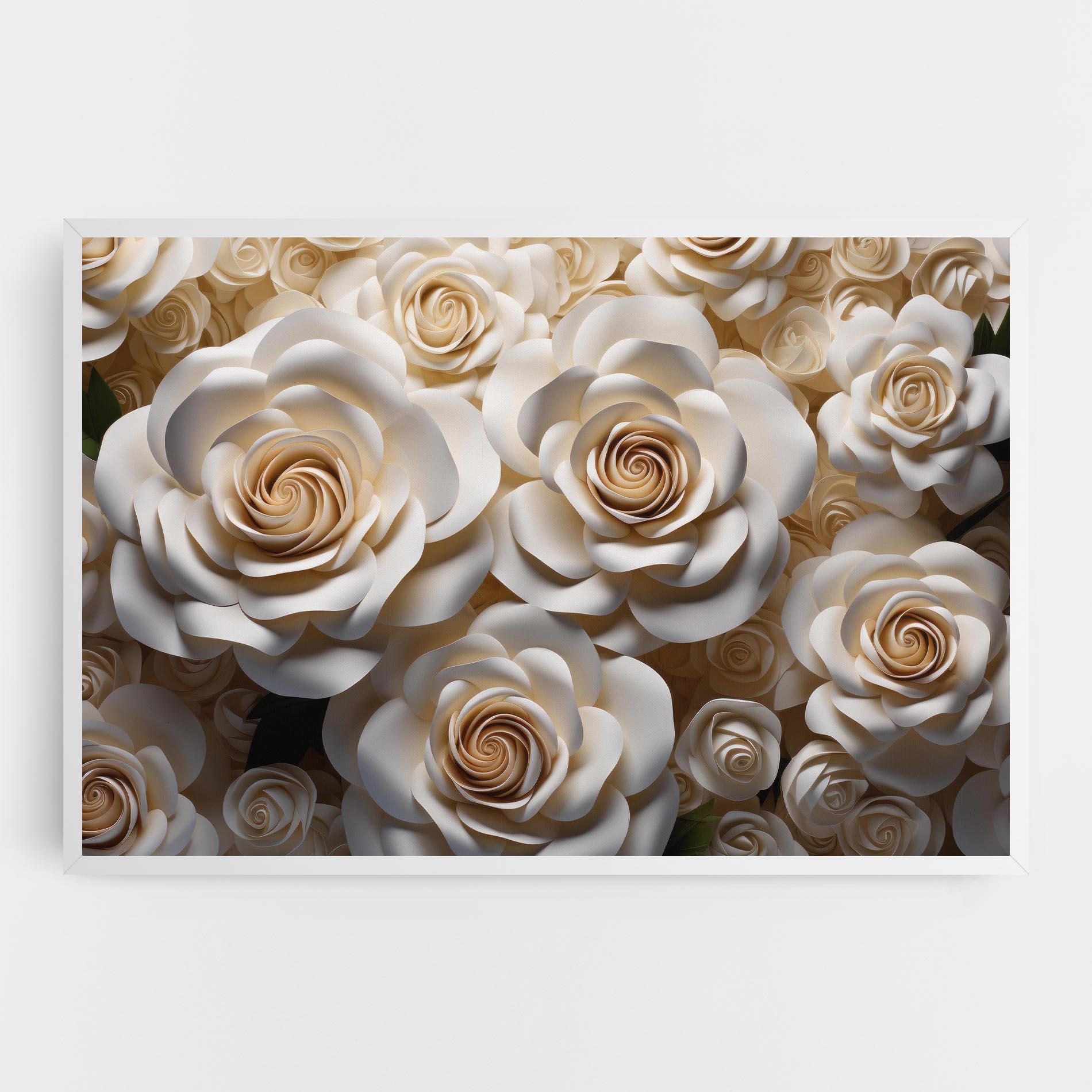 Tablou Canvas Cream Roses Wall mockup 0