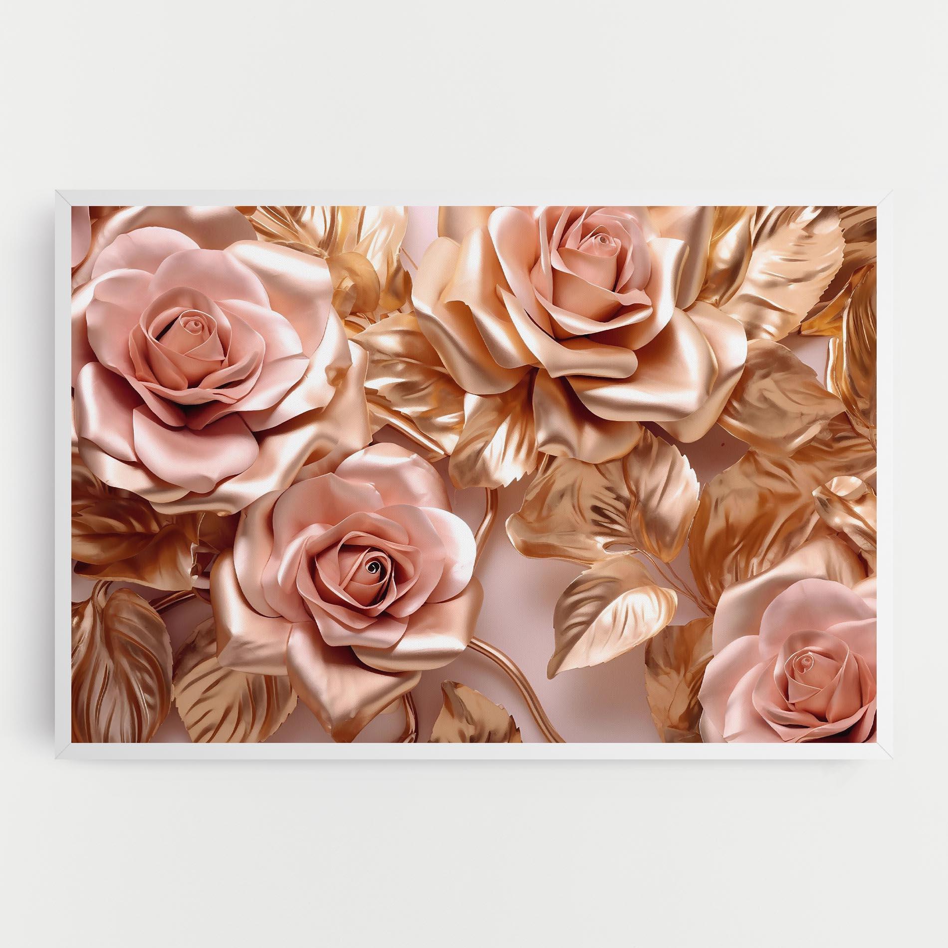 Tablou Canvas Pink Golden Roses mockup 0