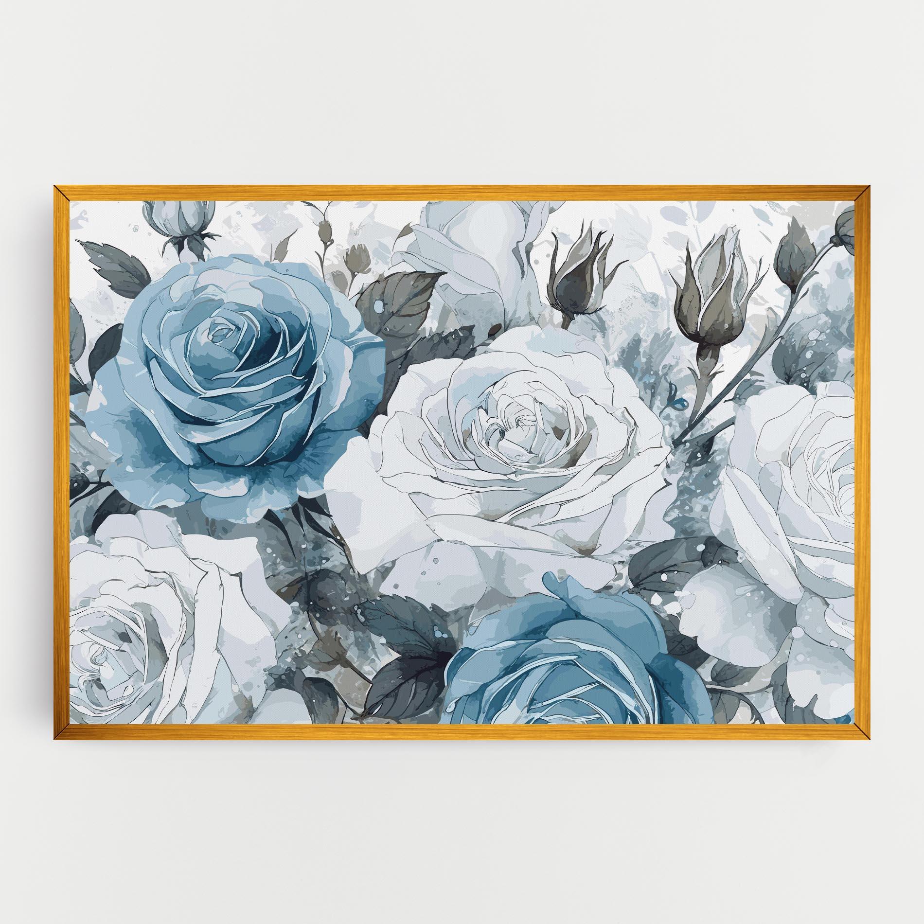 Tablou Canvas Blue White Rose mockup 0