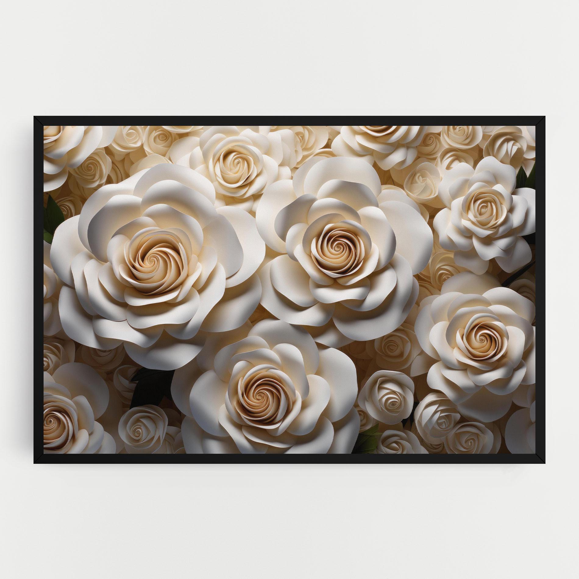 Tablou Canvas Cream Roses Wall mockup 0