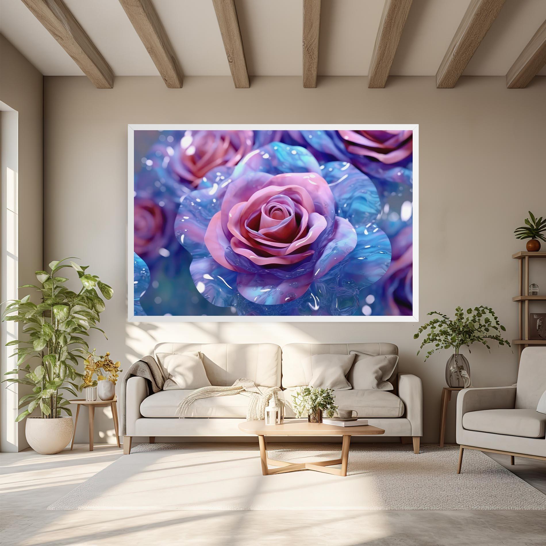 Tablou Canvas Beautiful Blue Pink Rose mockup 6