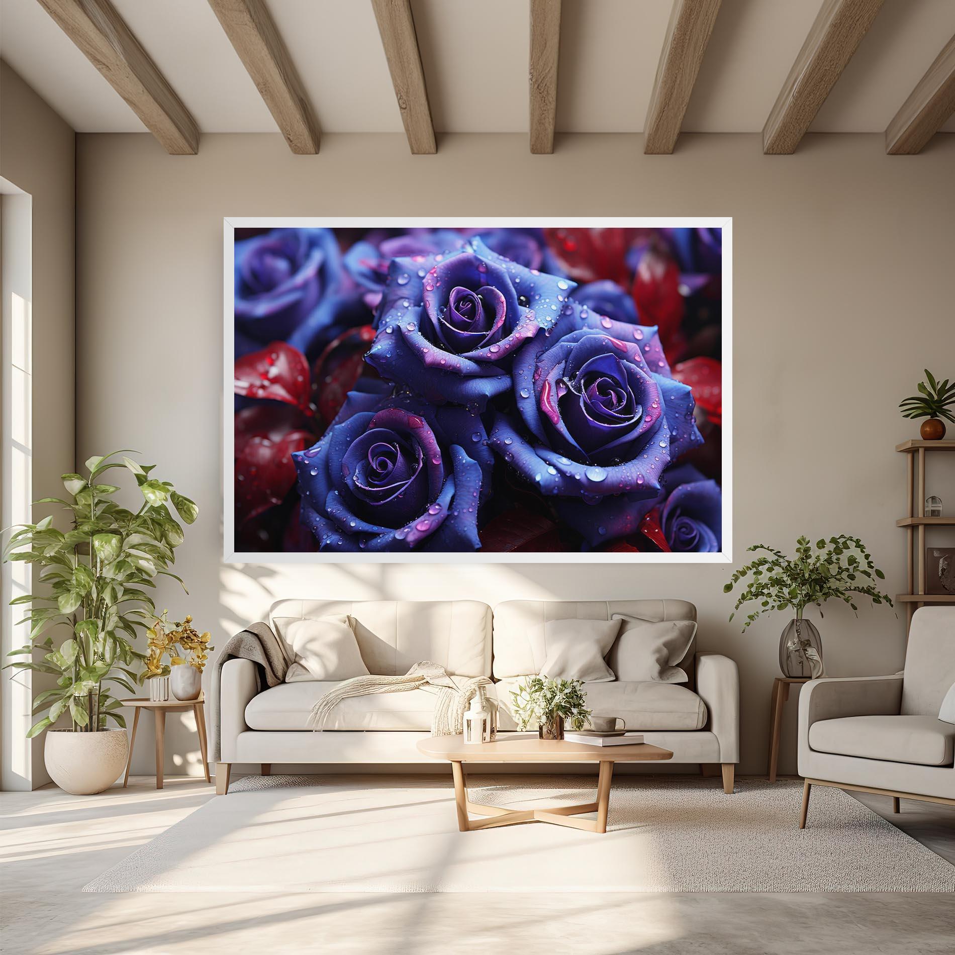 Tablou Canvas Blue Purple Rose mockup 6
