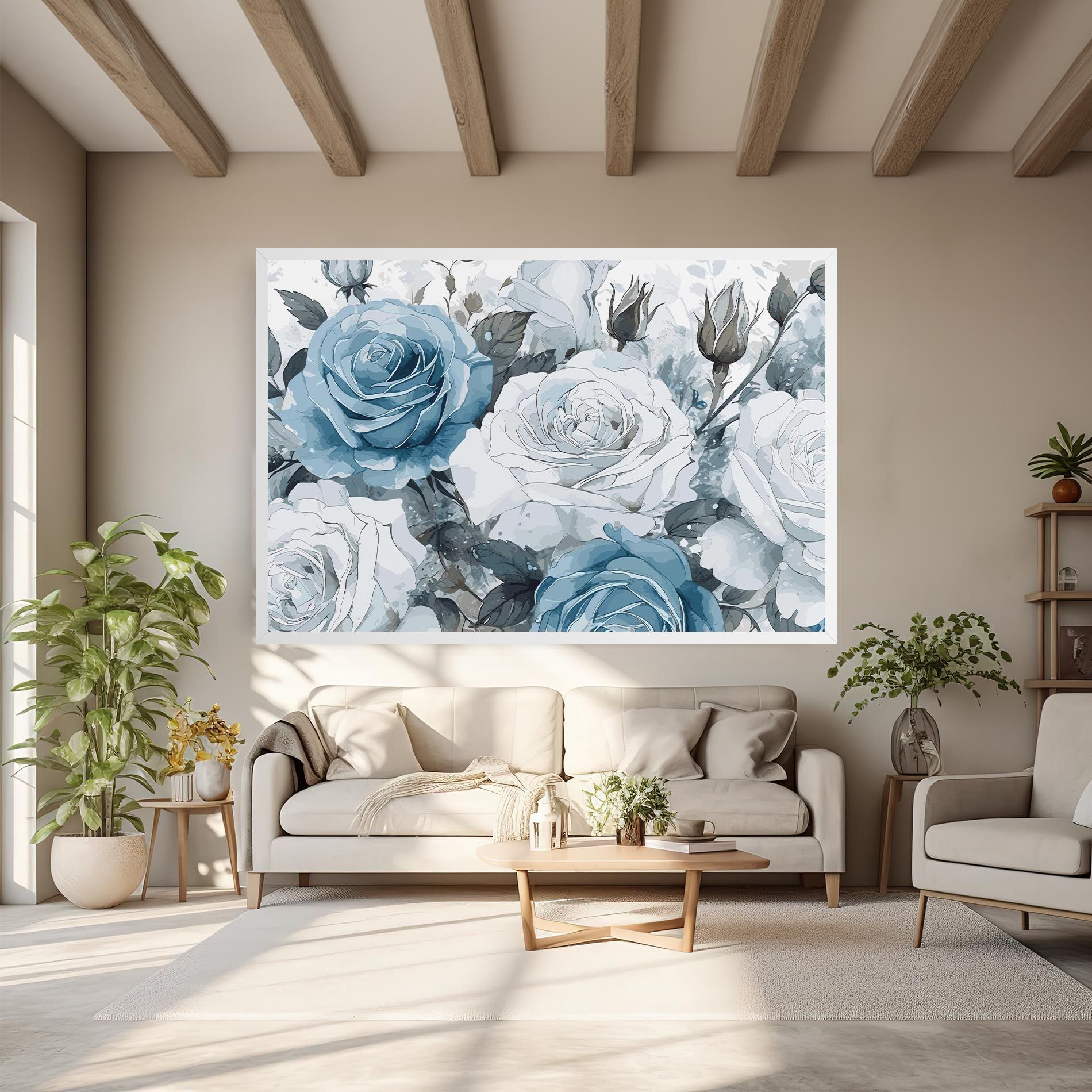 Blue White Rose mockup 6
