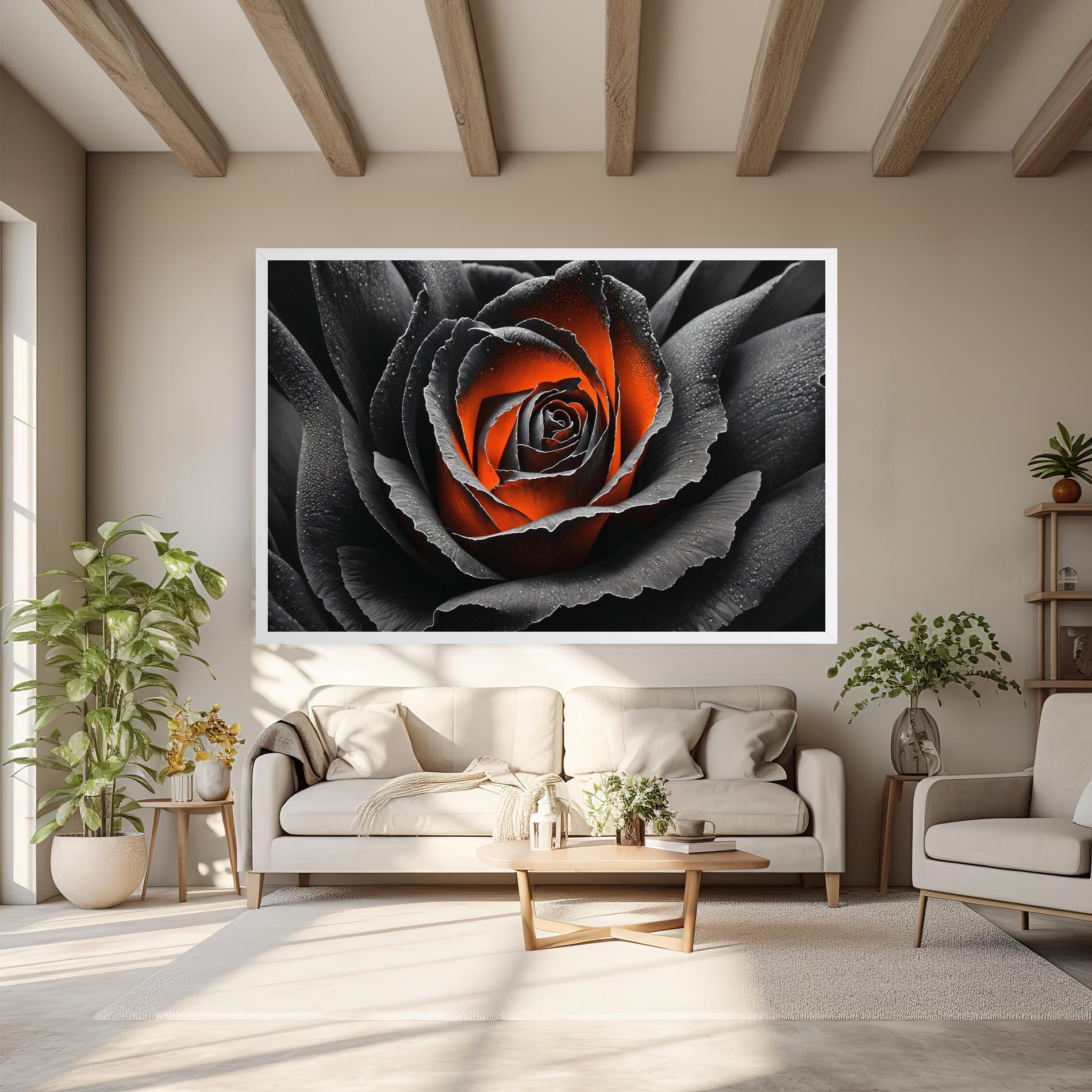 Tablou Canvas Grey Orange Rose mockup 6