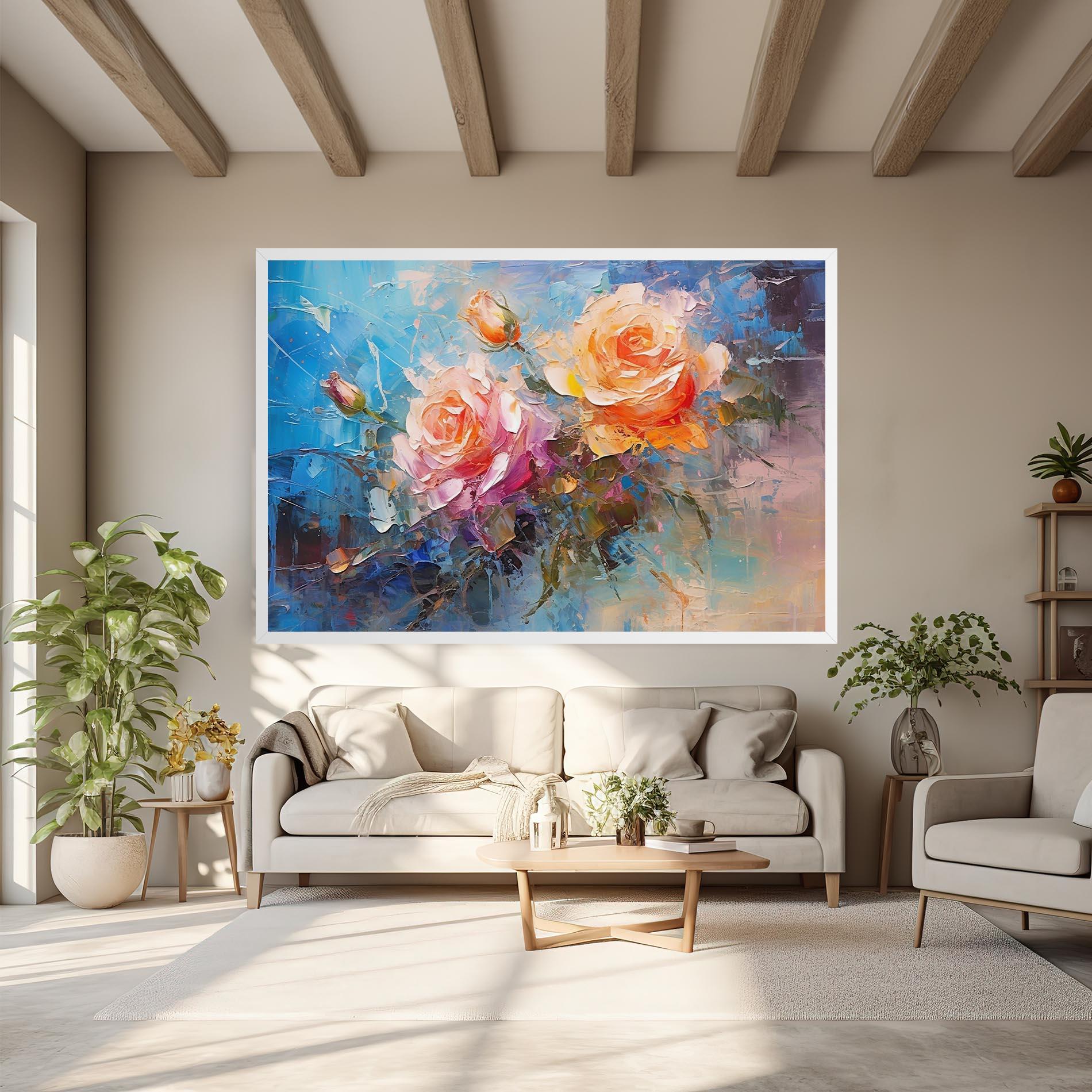 Tablou Canvas Light Orange Rose Painting mockup 6