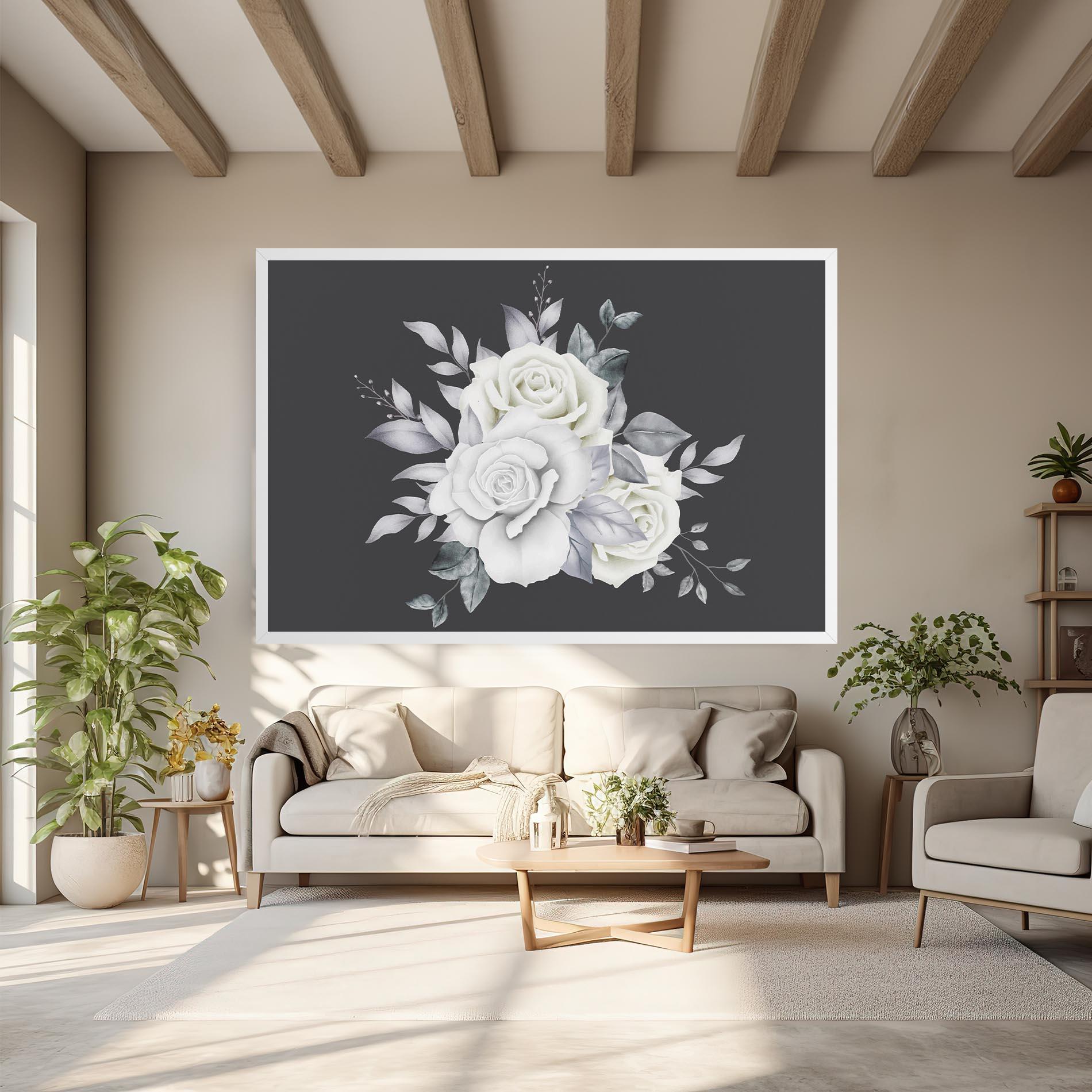 Tablou Canvas White Grey Rose mockup 6