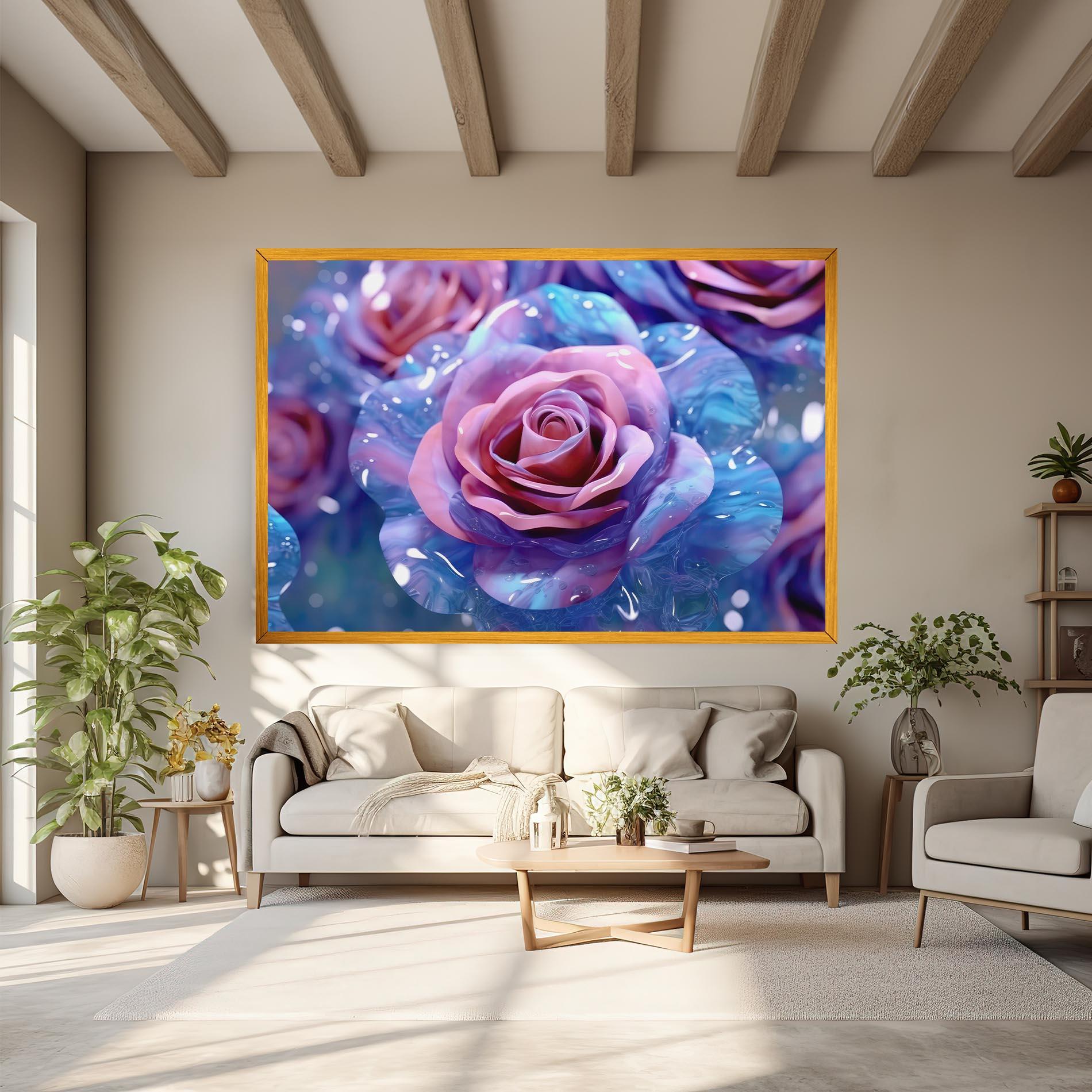 Tablou Canvas Beautiful Blue Pink Rose mockup 6