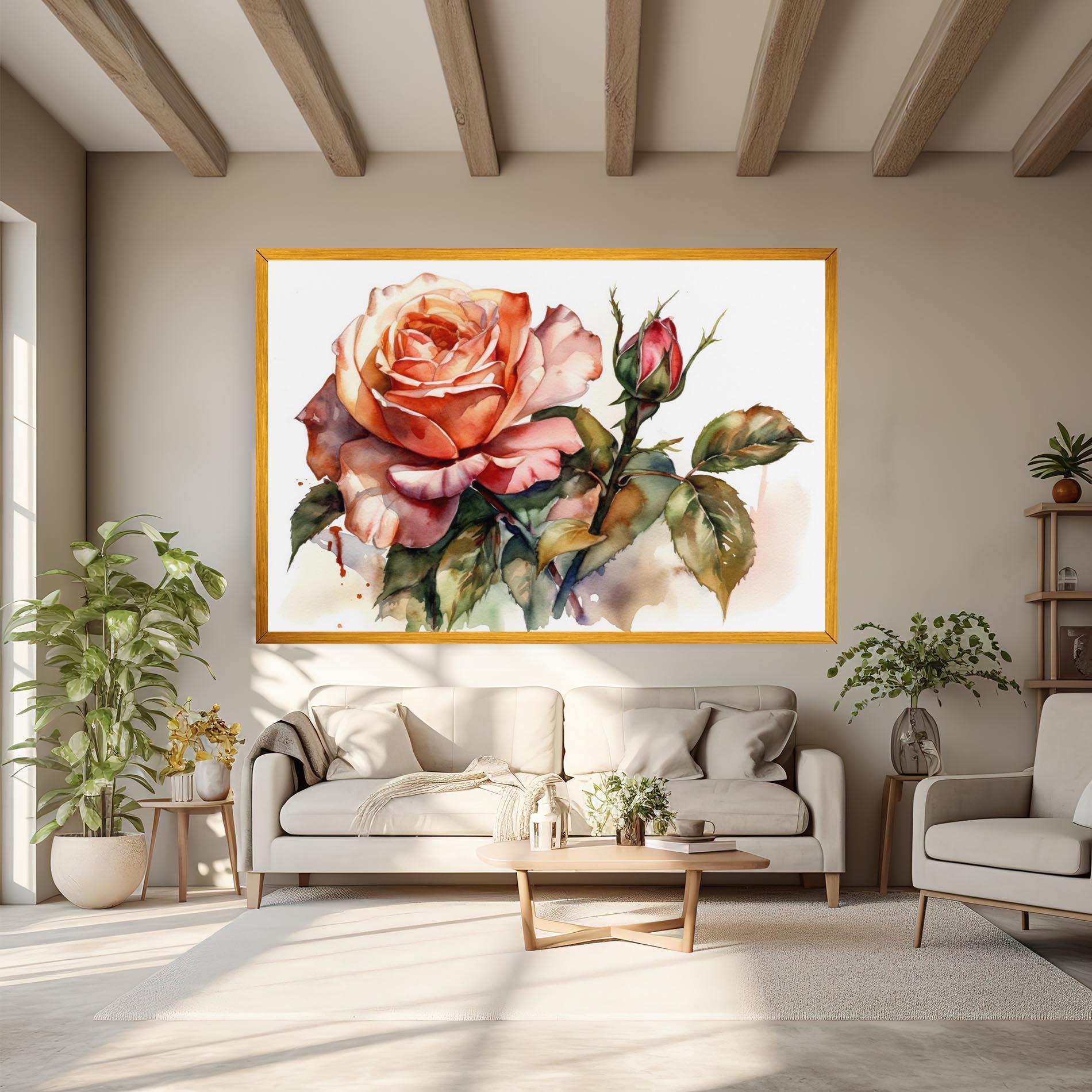 Tablou Canvas Big Rose Painted mockup 6