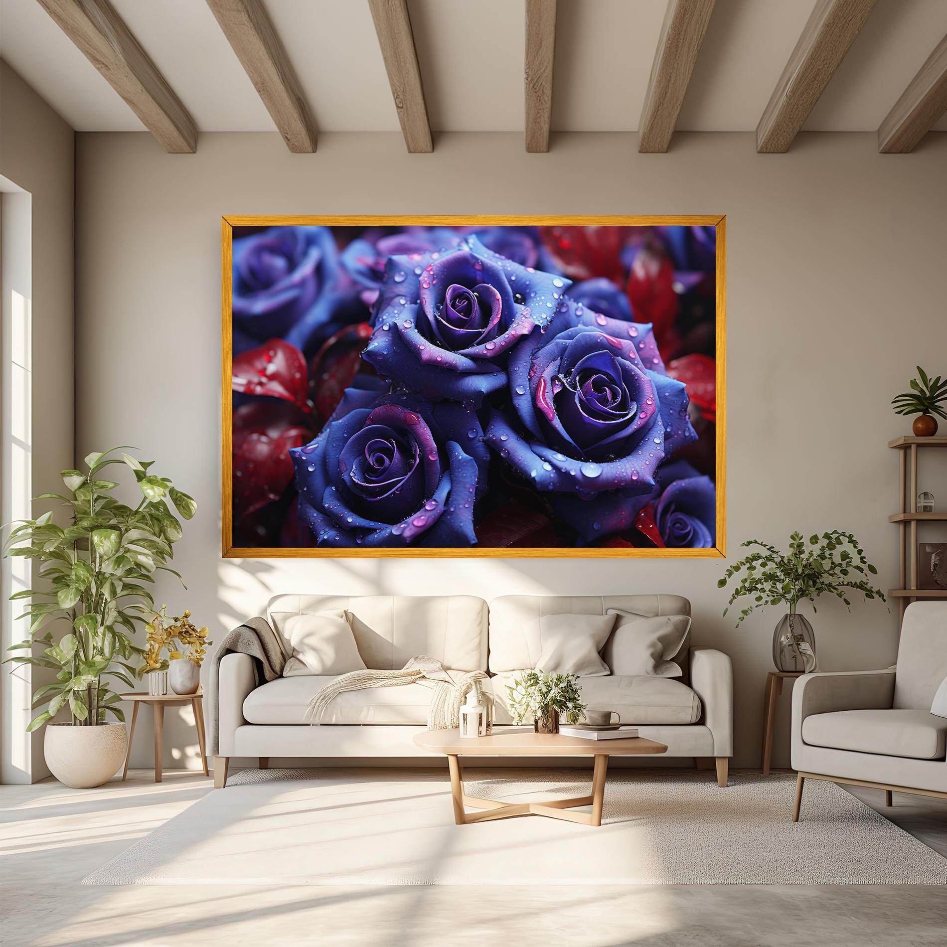 Tablou Canvas Blue Purple Rose mockup 6