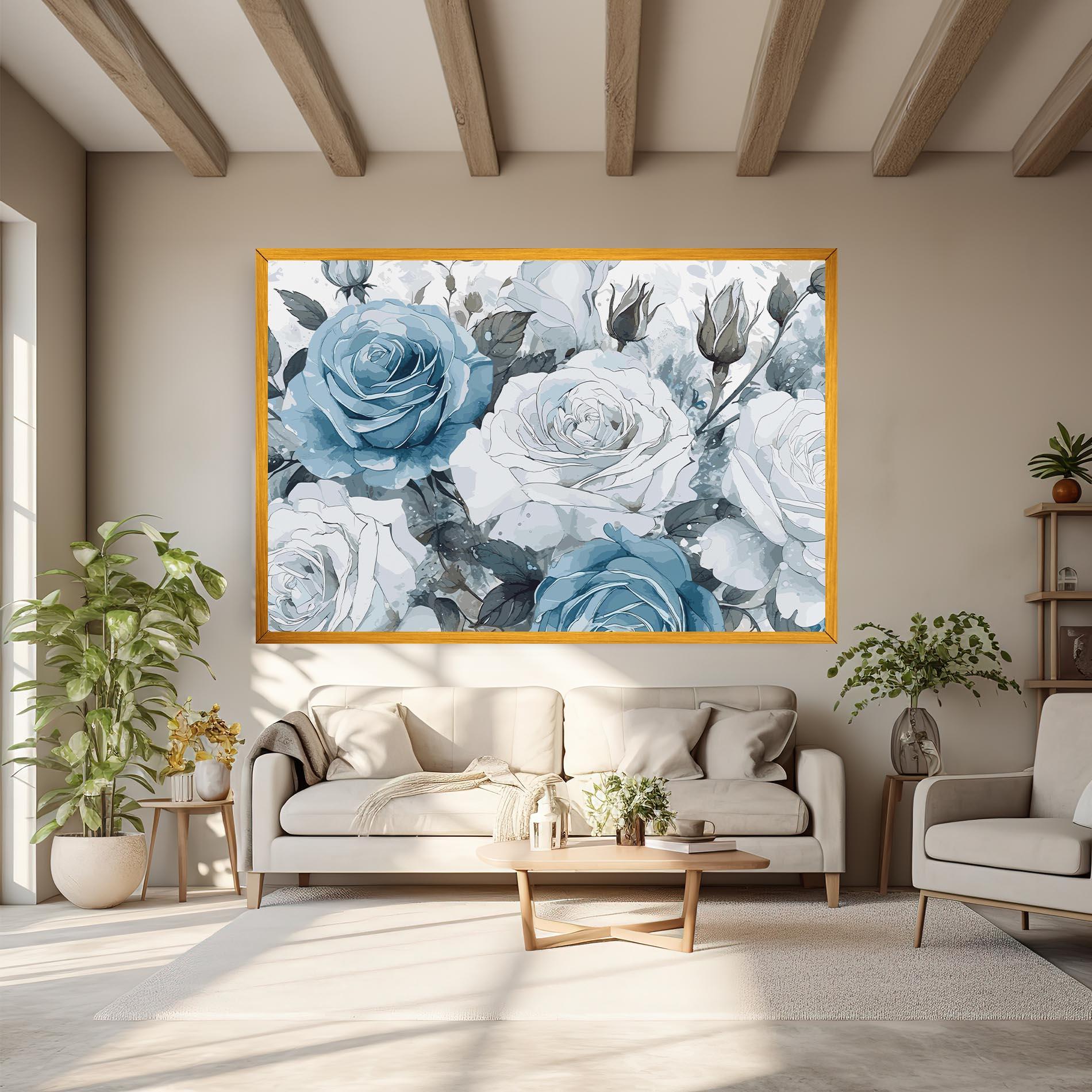 Tablou Canvas Blue White Rose mockup 6