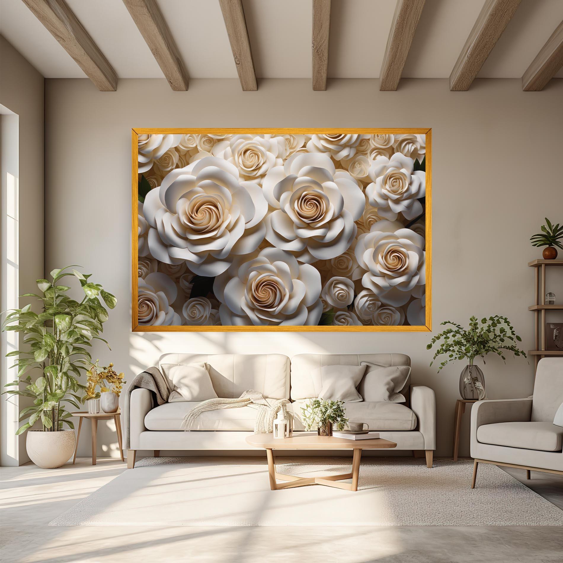 Tablou Canvas Cream Roses Wall mockup 6