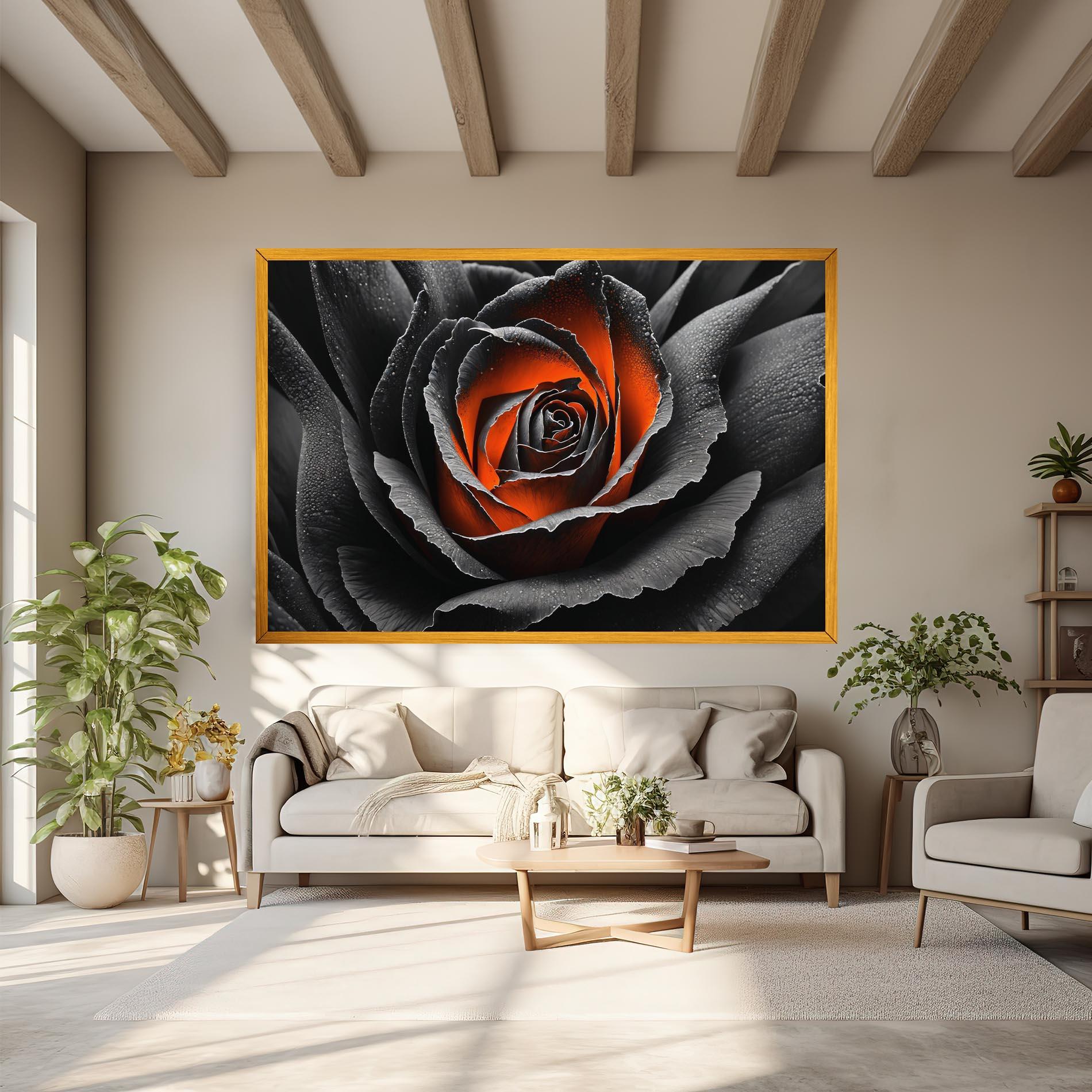 Tablou Canvas Grey Orange Rose mockup 6