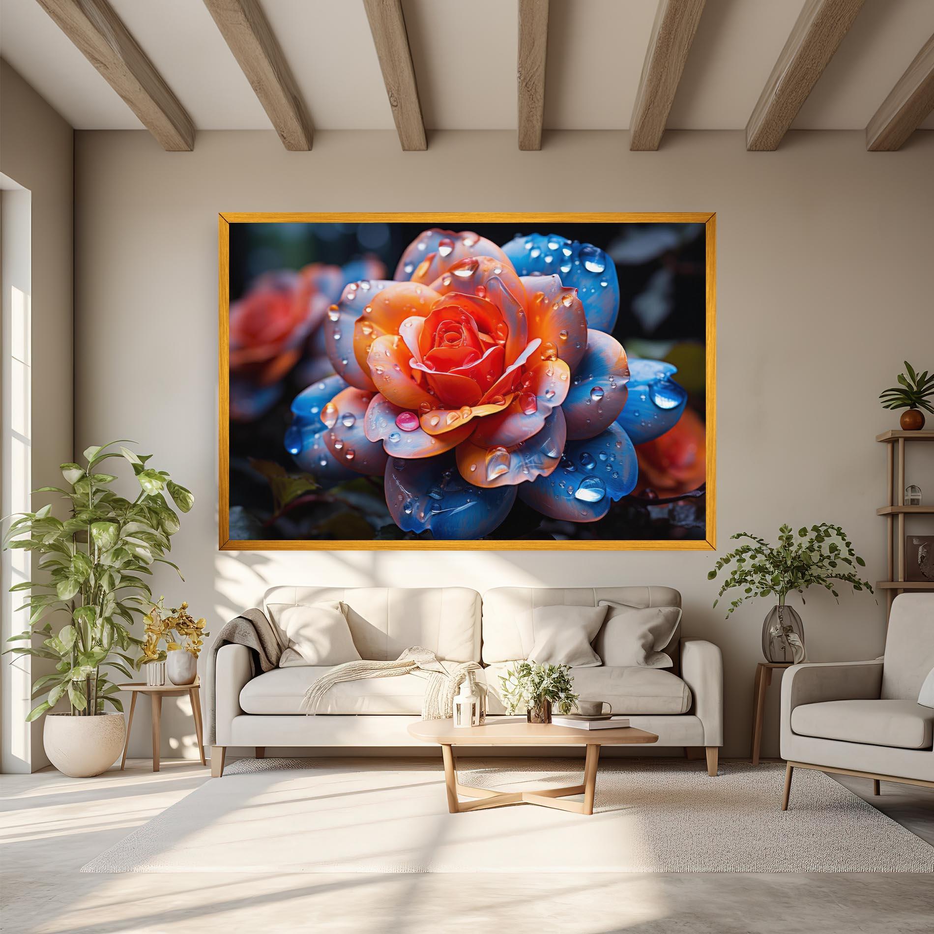 Tablou Canvas Orange Blue Rose mockup 6