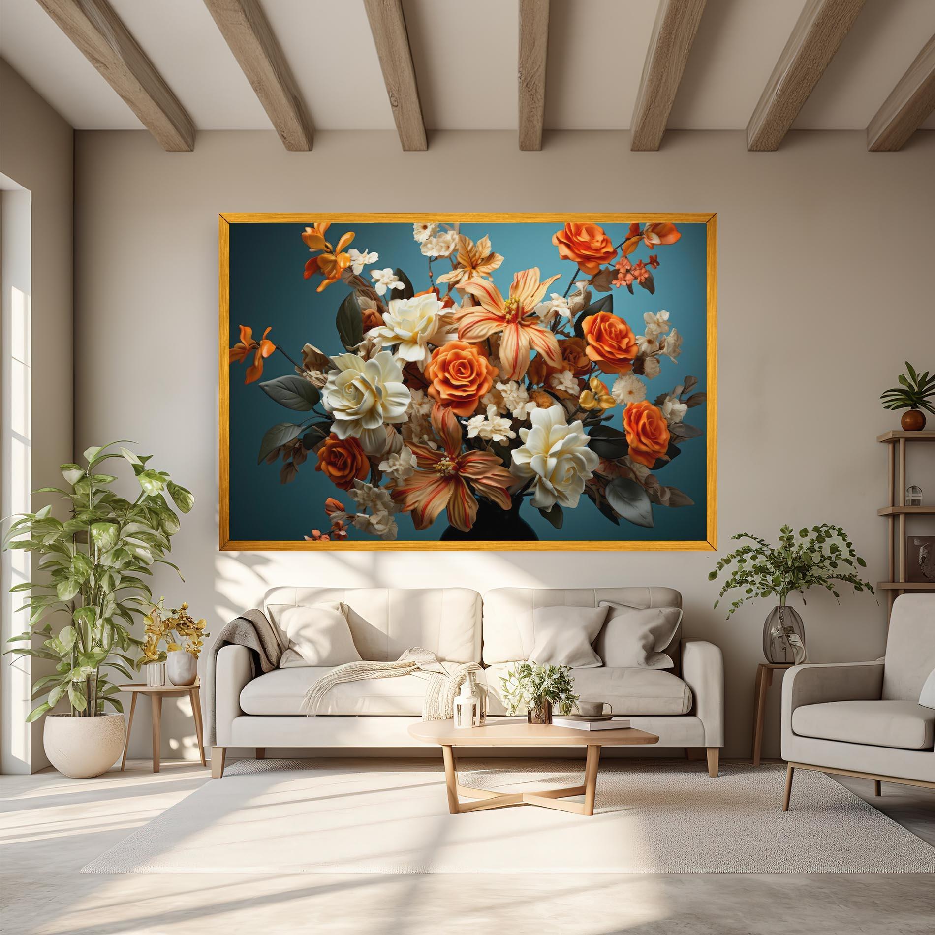 Tablou Canvas Orange Cream Rose mockup 6