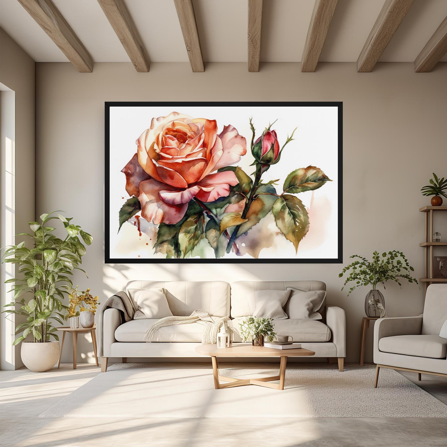 Tablou Canvas Big Rose Painted mockup 6