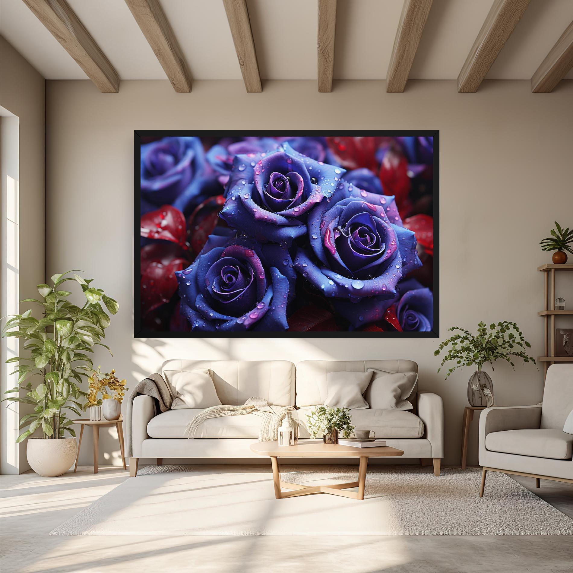 Tablou Canvas Blue Purple Rose mockup 6