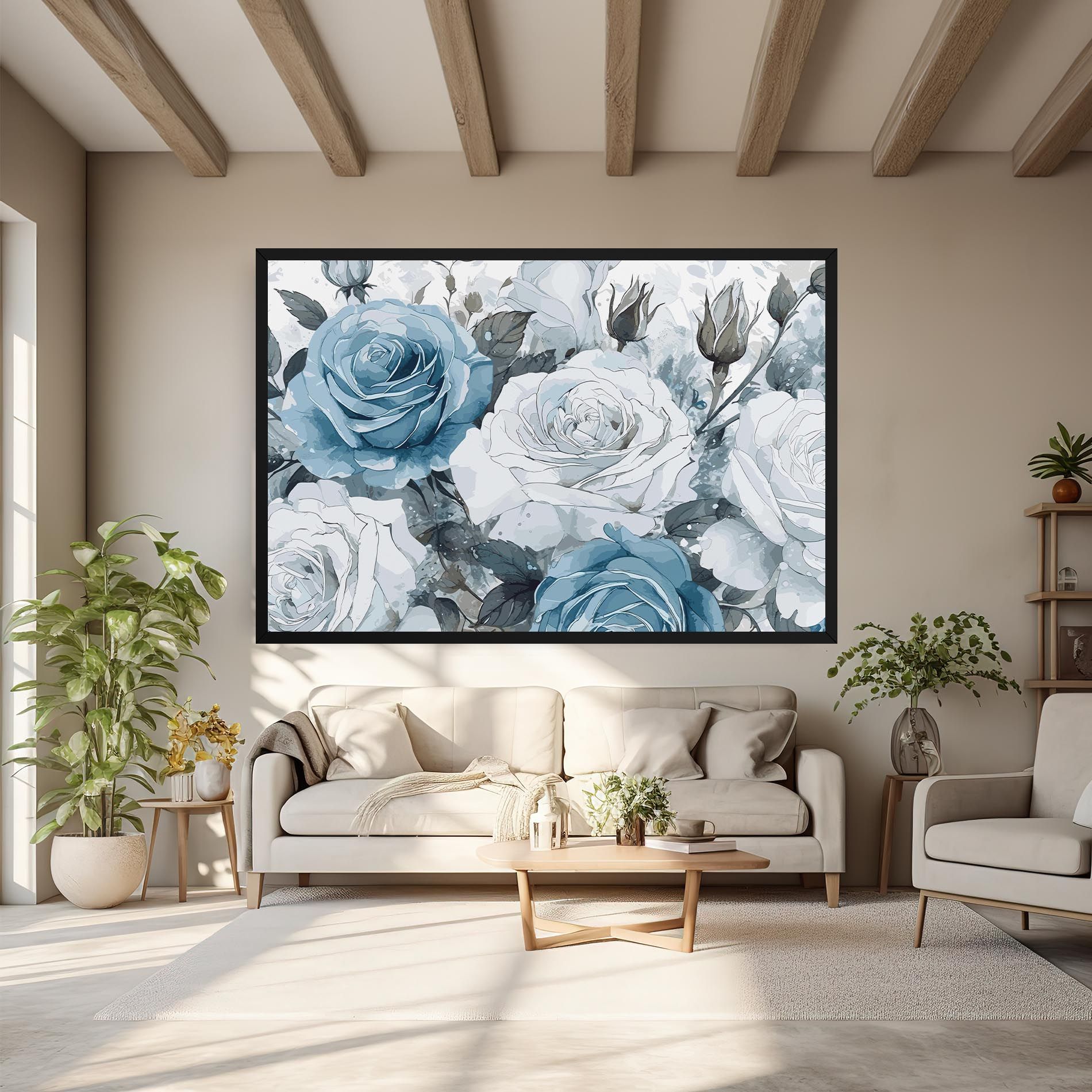 Blue White Rose mockup 6