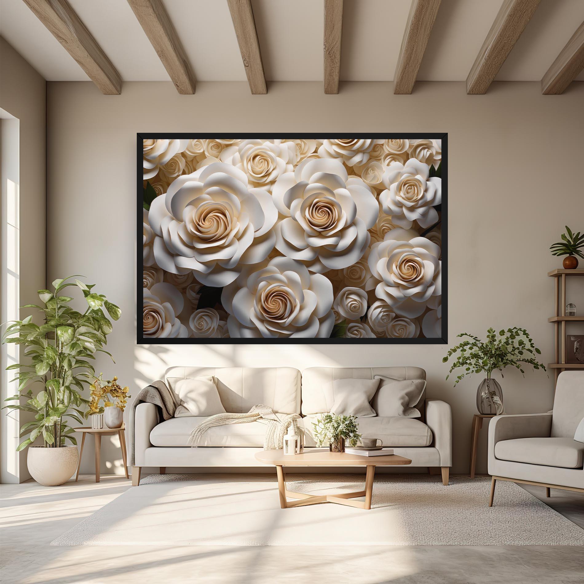 Tablou Canvas Cream Roses Wall mockup 6