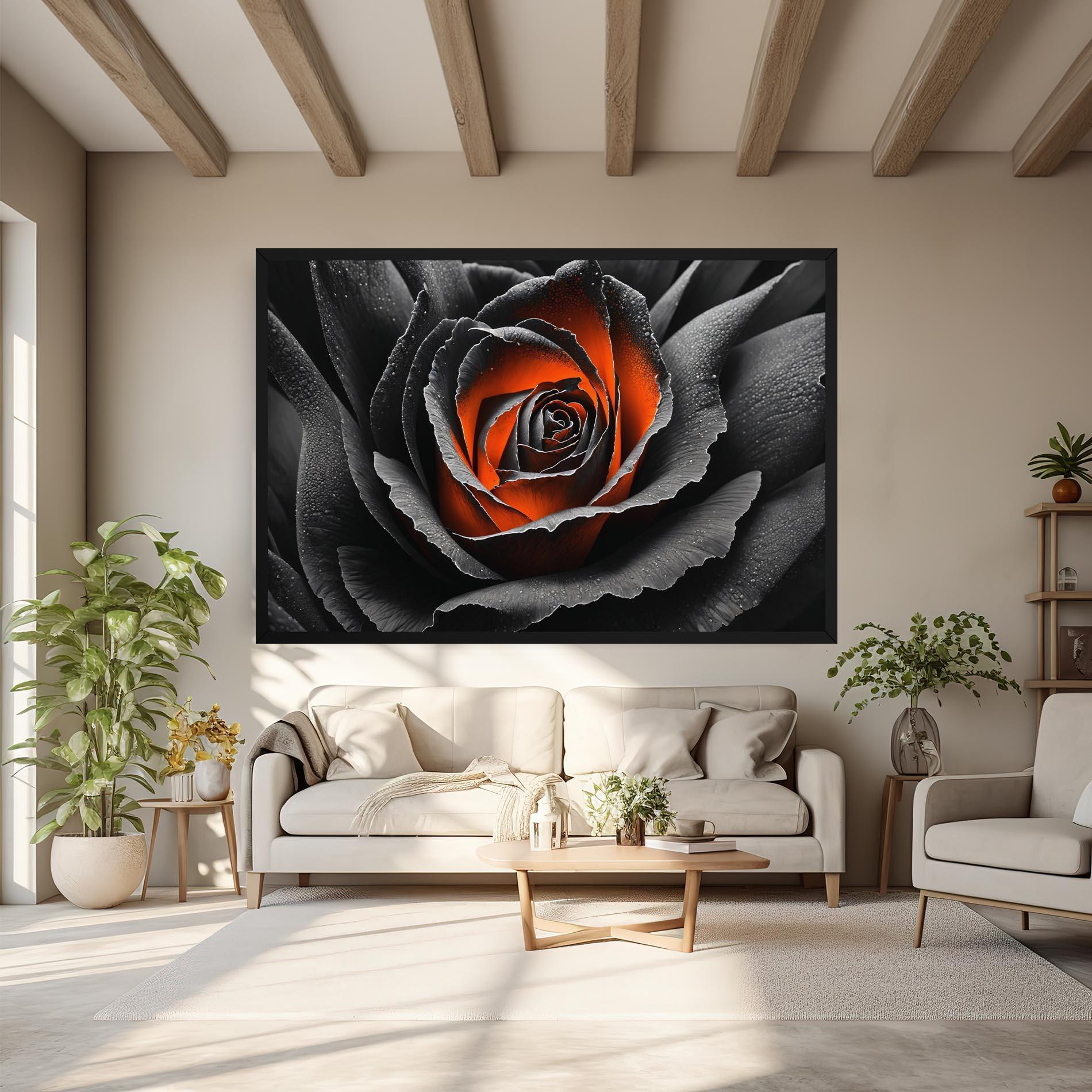Tablou Canvas Grey Orange Rose mockup 6