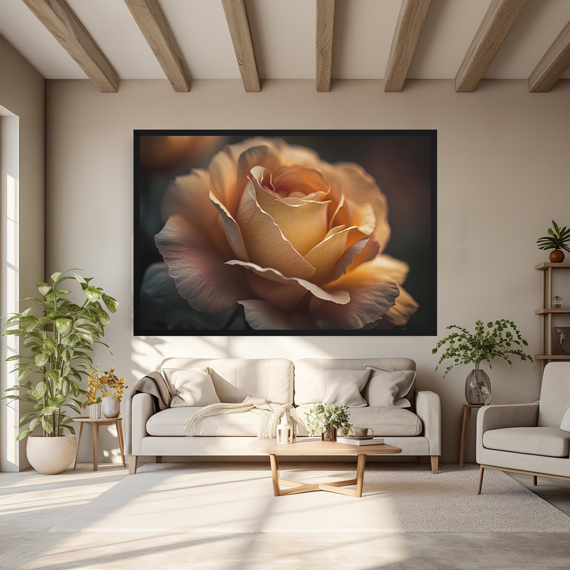 Tablou Canvas Light Orange Rose Close Up mockup 6