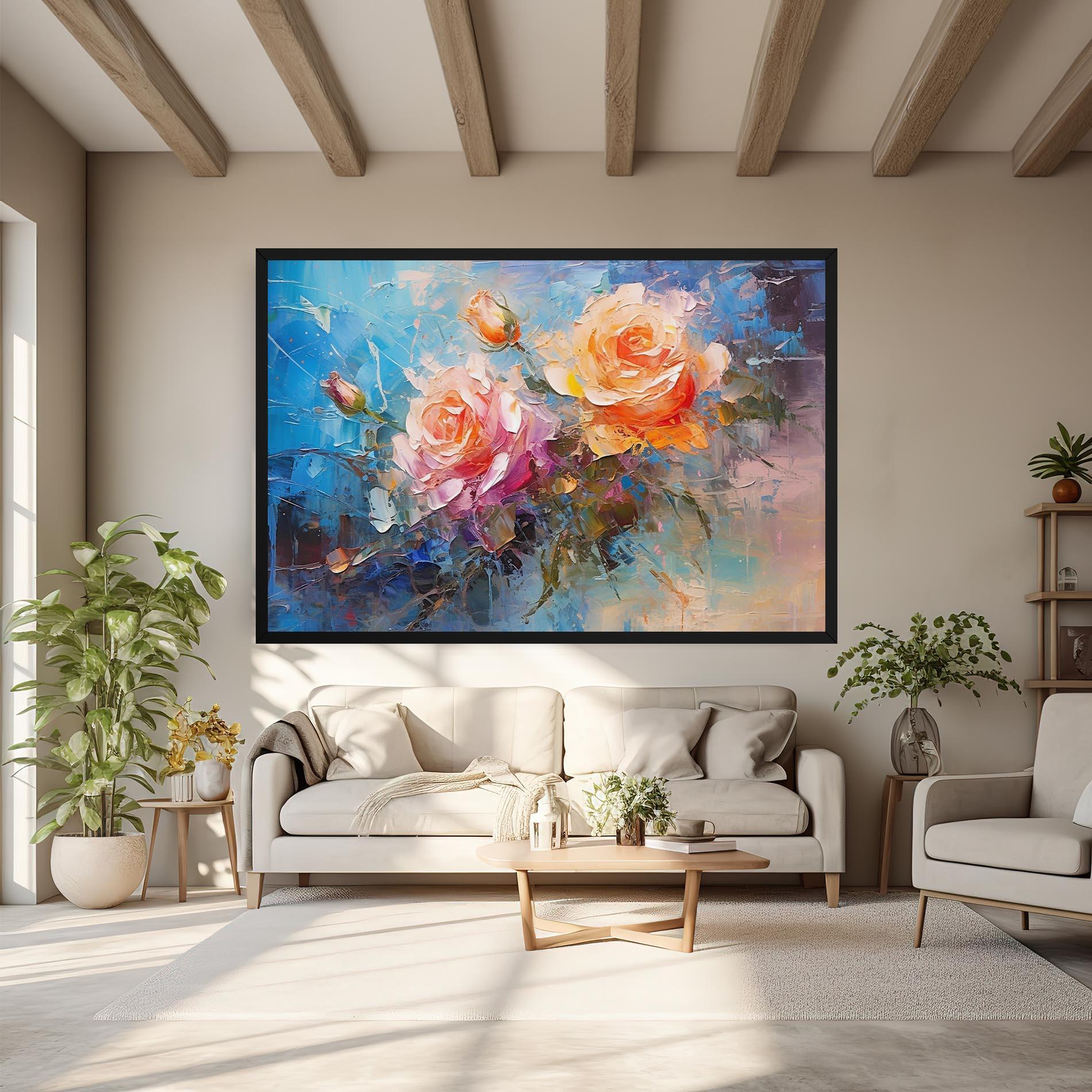 Tablou Canvas Light Orange Rose Painting mockup 6