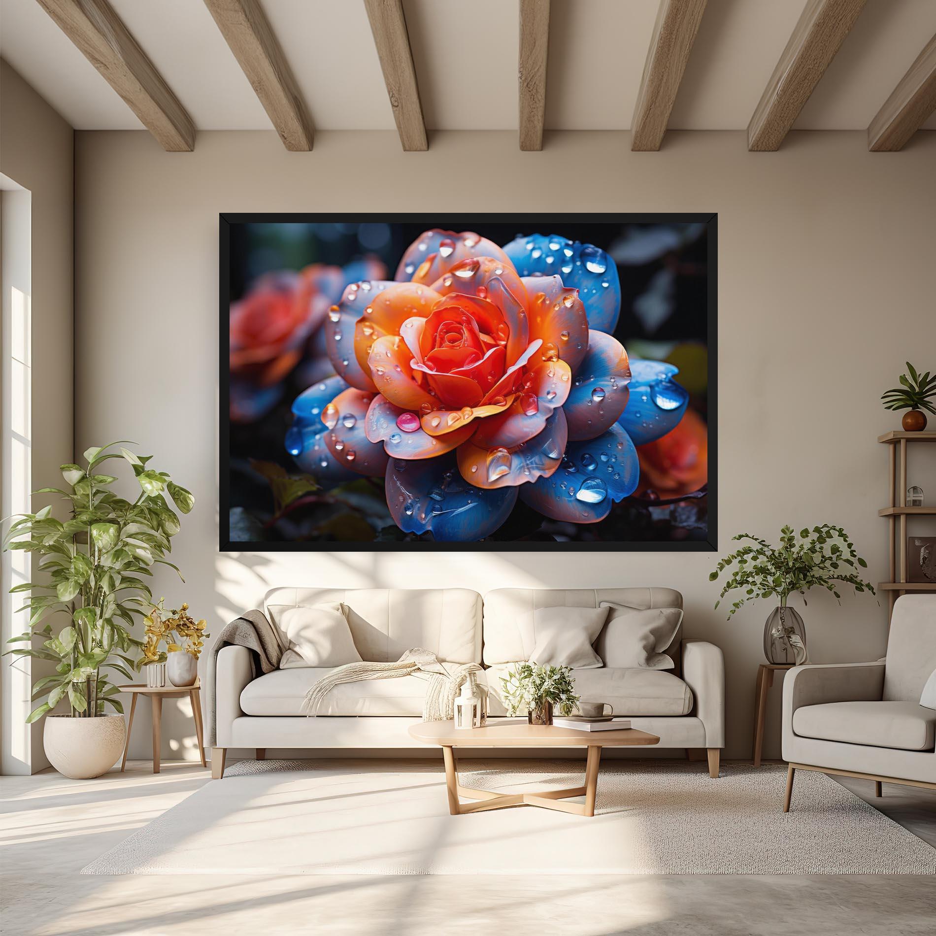 Tablou Canvas Orange Blue Rose mockup 6