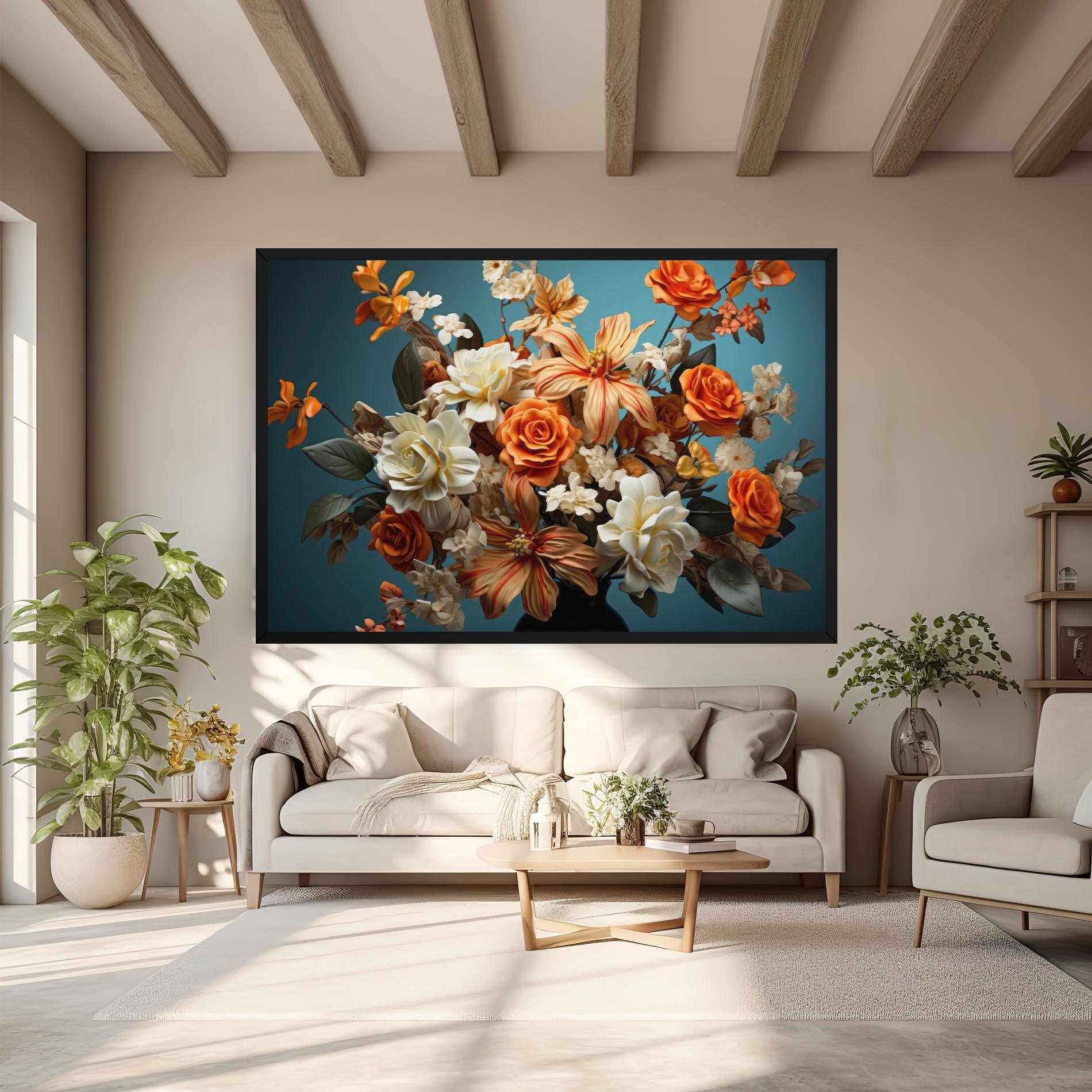 Tablou Canvas Orange Cream Rose mockup 6