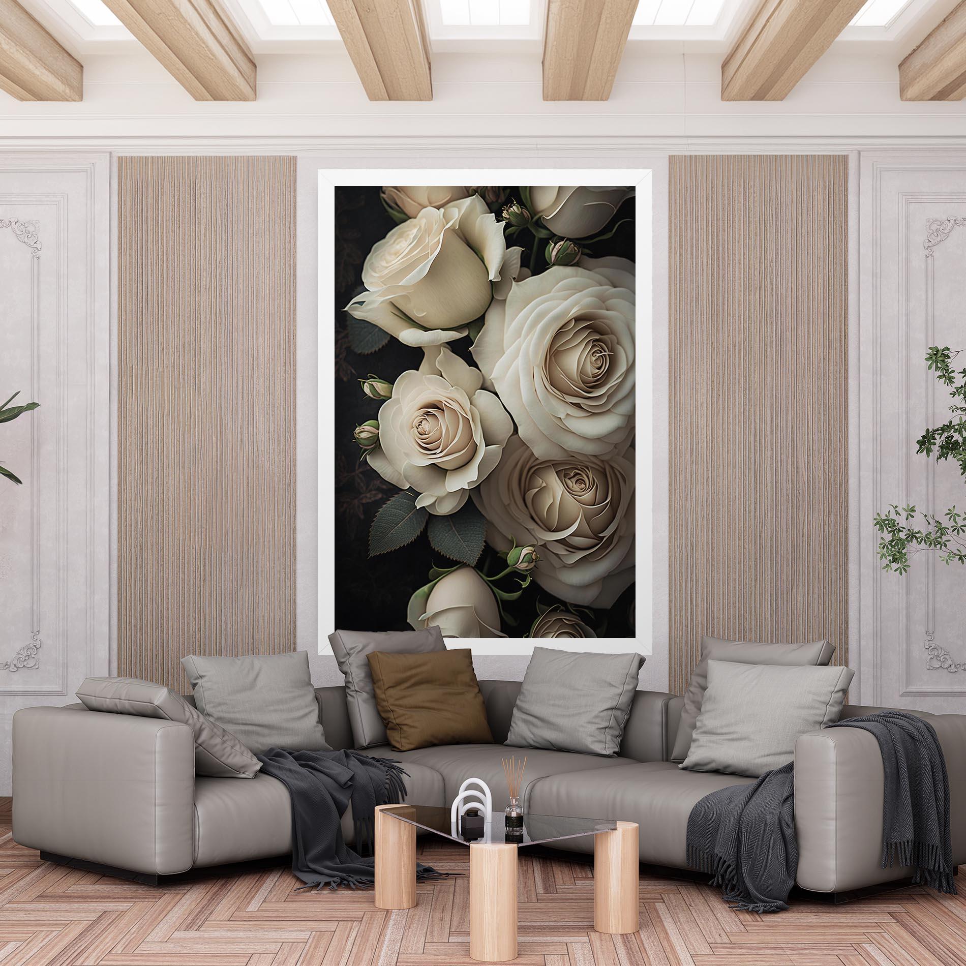 Tablou Canvas Cream Roses Close Up mockup 6