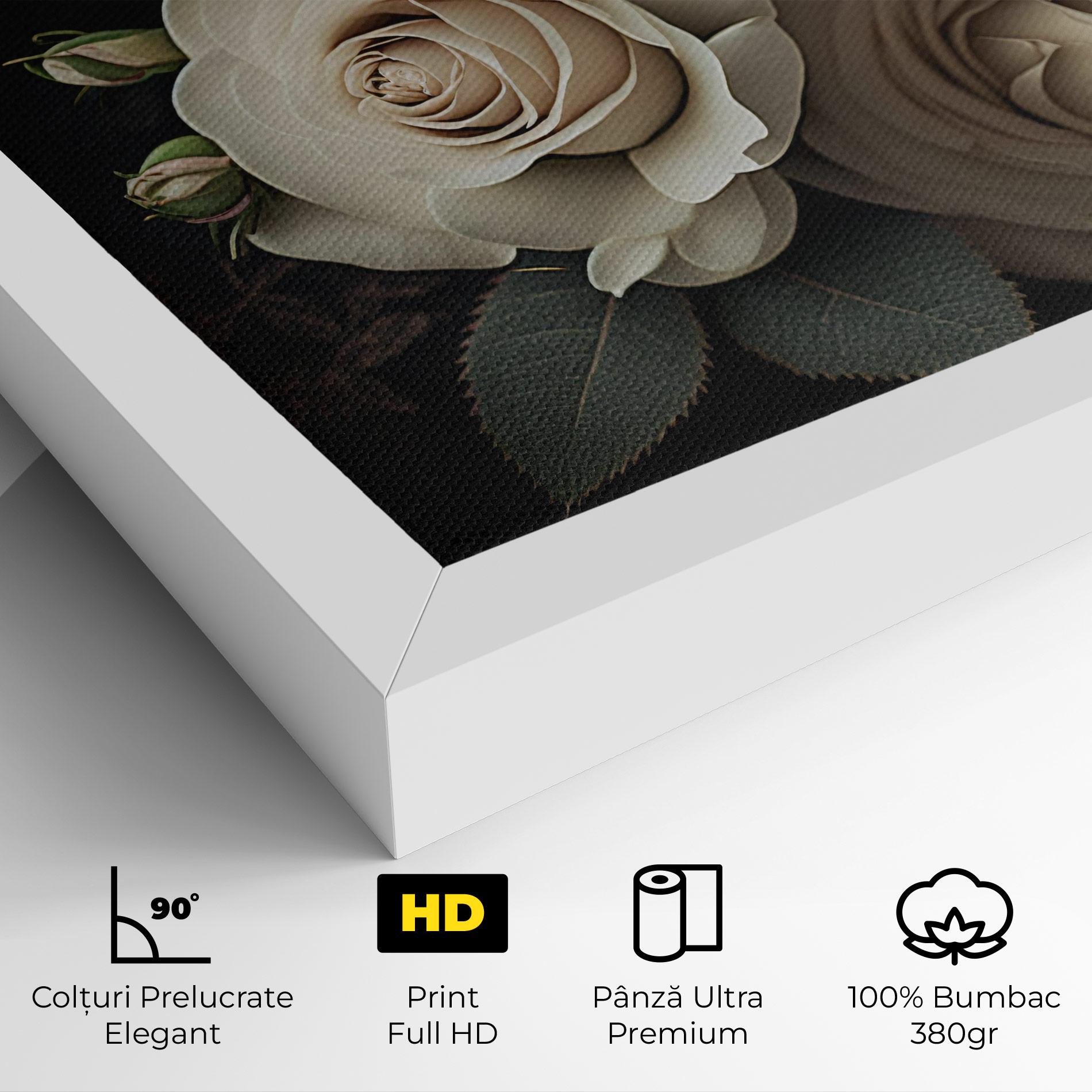 Tablou Canvas Cream Roses Close Up mockup 4
