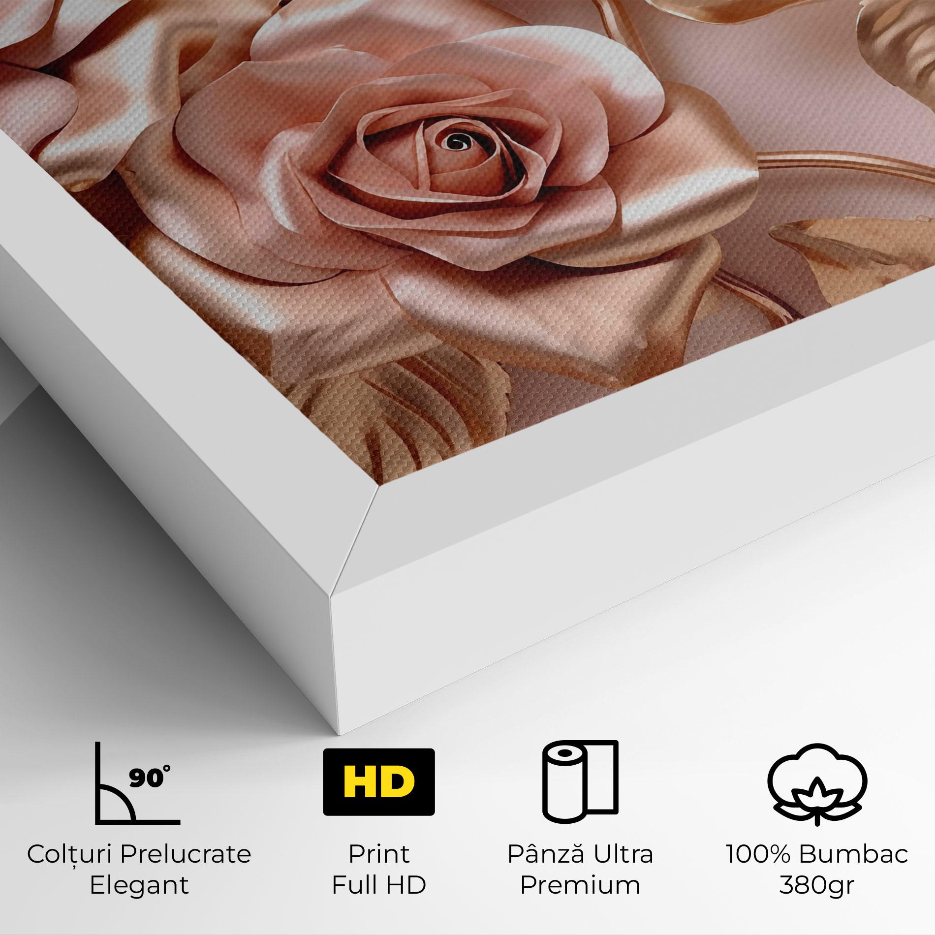 Tablou Canvas Pink Golden Roses mockup 4