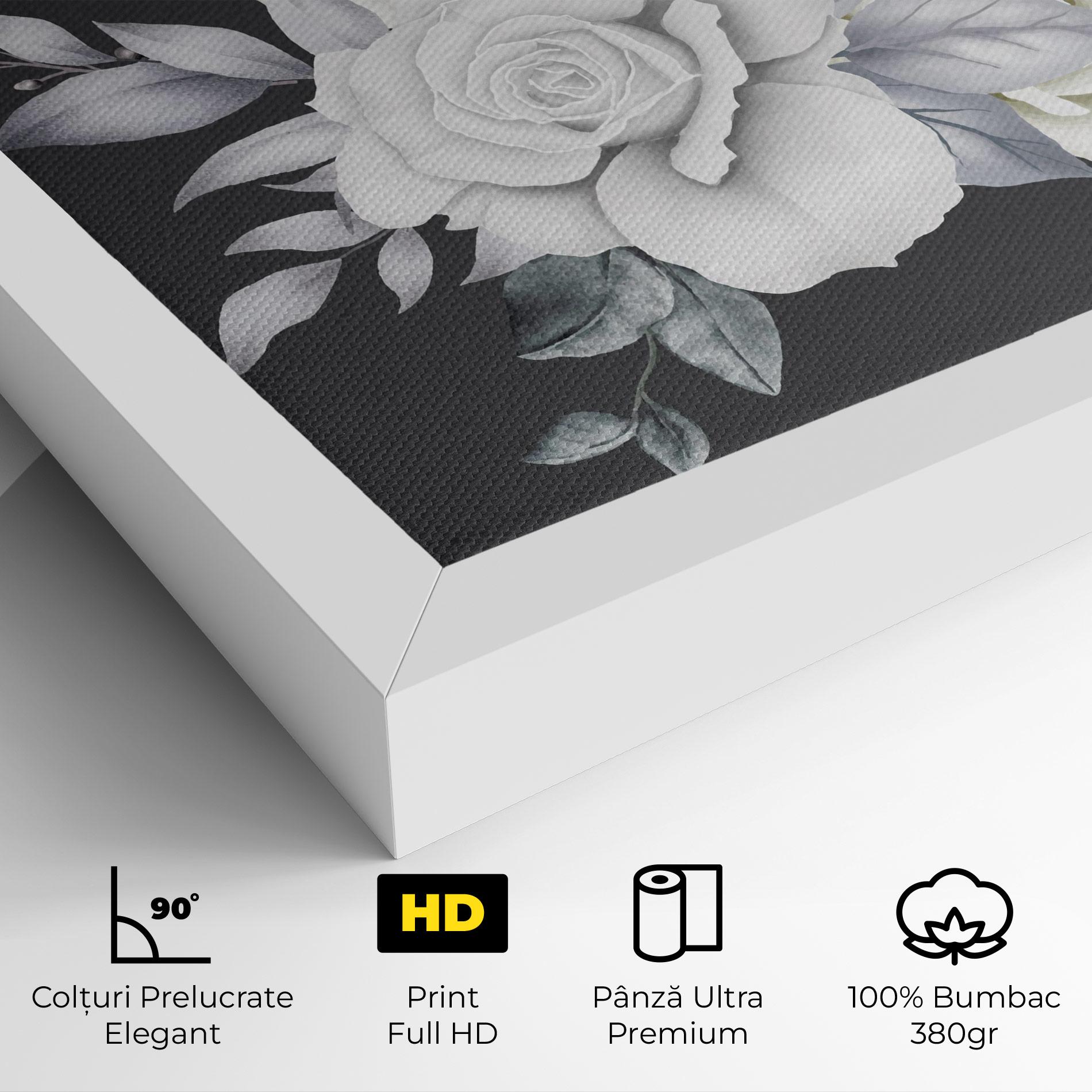 Tablou Canvas White Grey Rose mockup 4