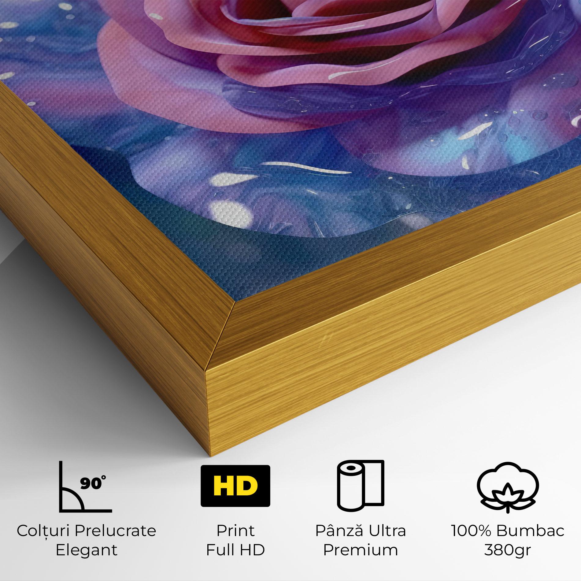 Tablou Canvas Beautiful Blue Pink Rose mockup 4