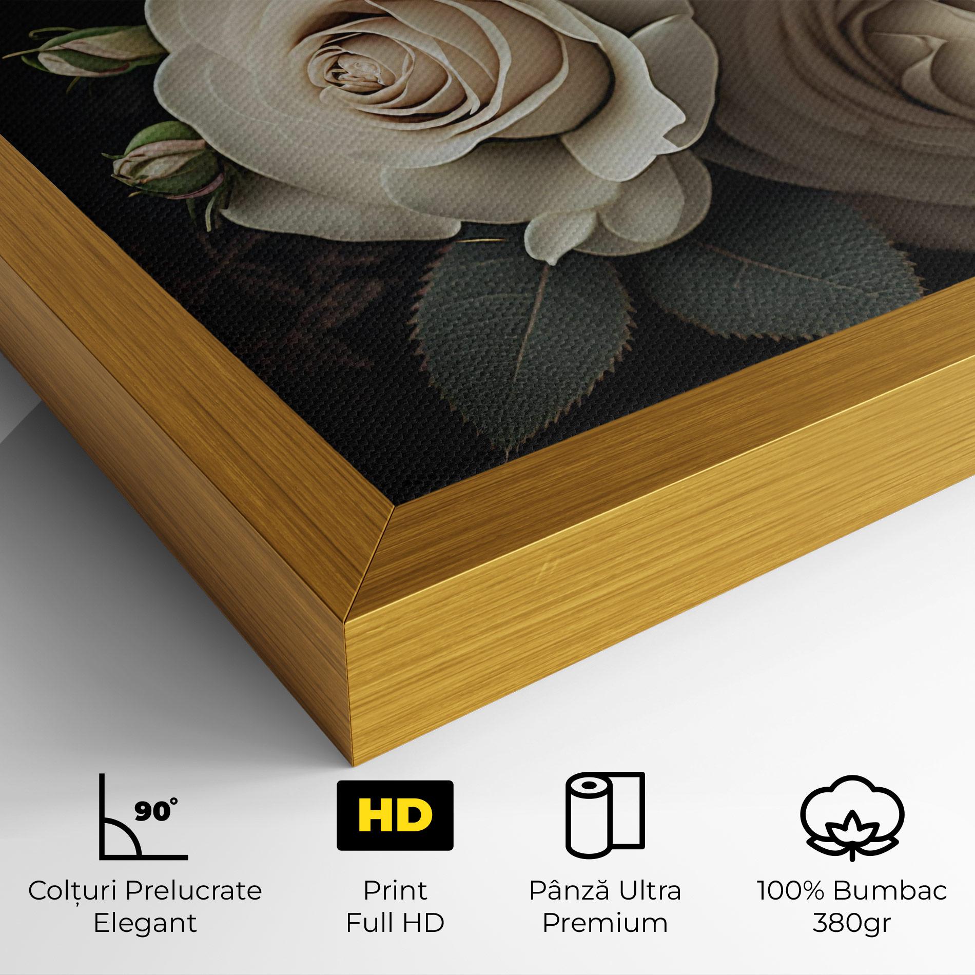 Tablou Canvas Cream Roses Close Up mockup 4