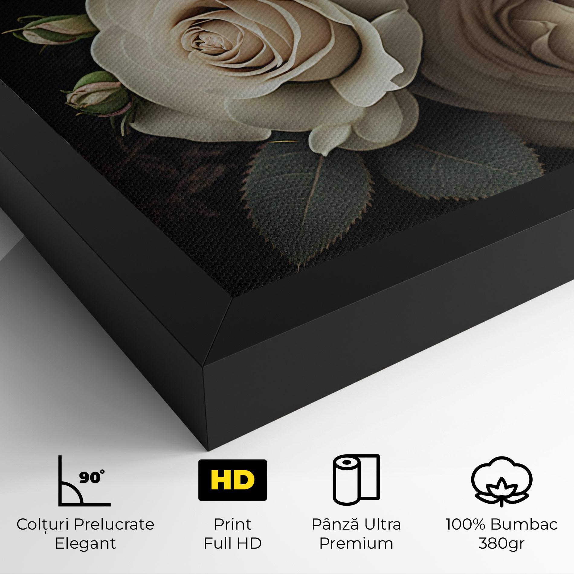 Tablou Canvas Cream Roses Close Up mockup 4