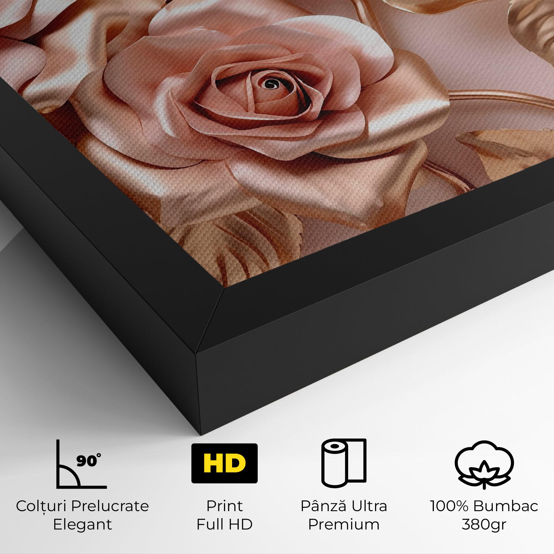 Tablou Canvas Pink Golden Roses mockup 4
