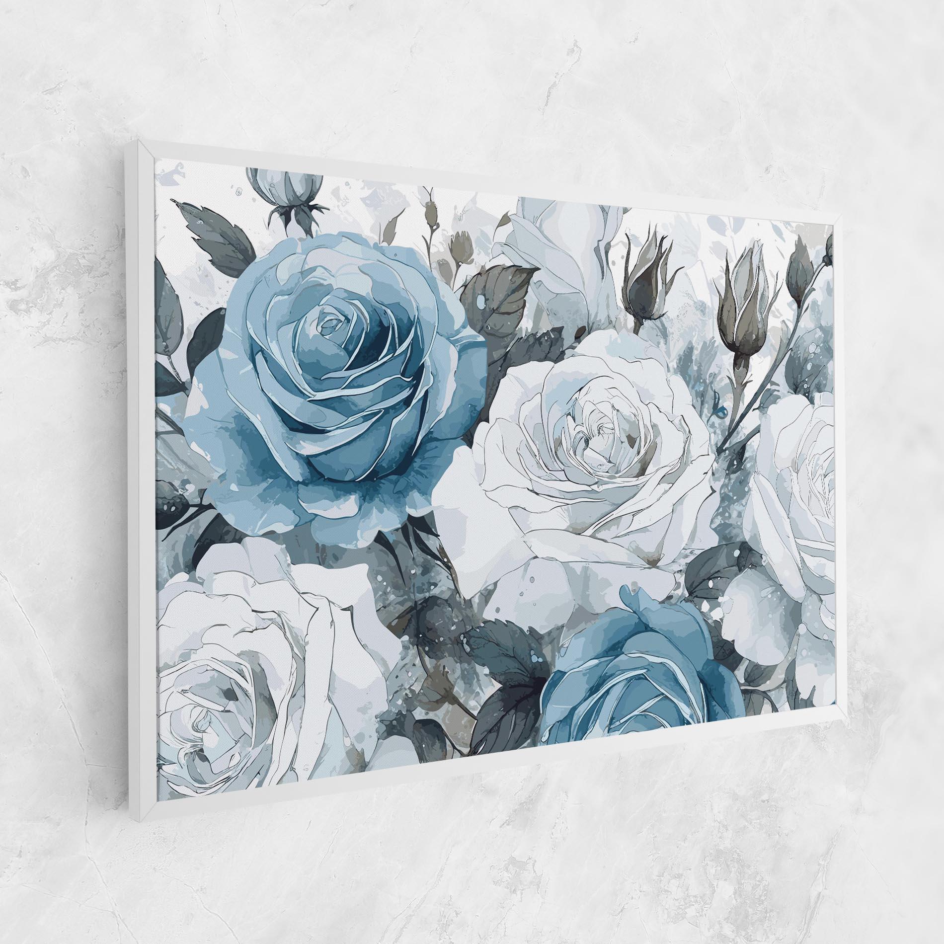 Tablou Canvas Blue White Rose mockup 1