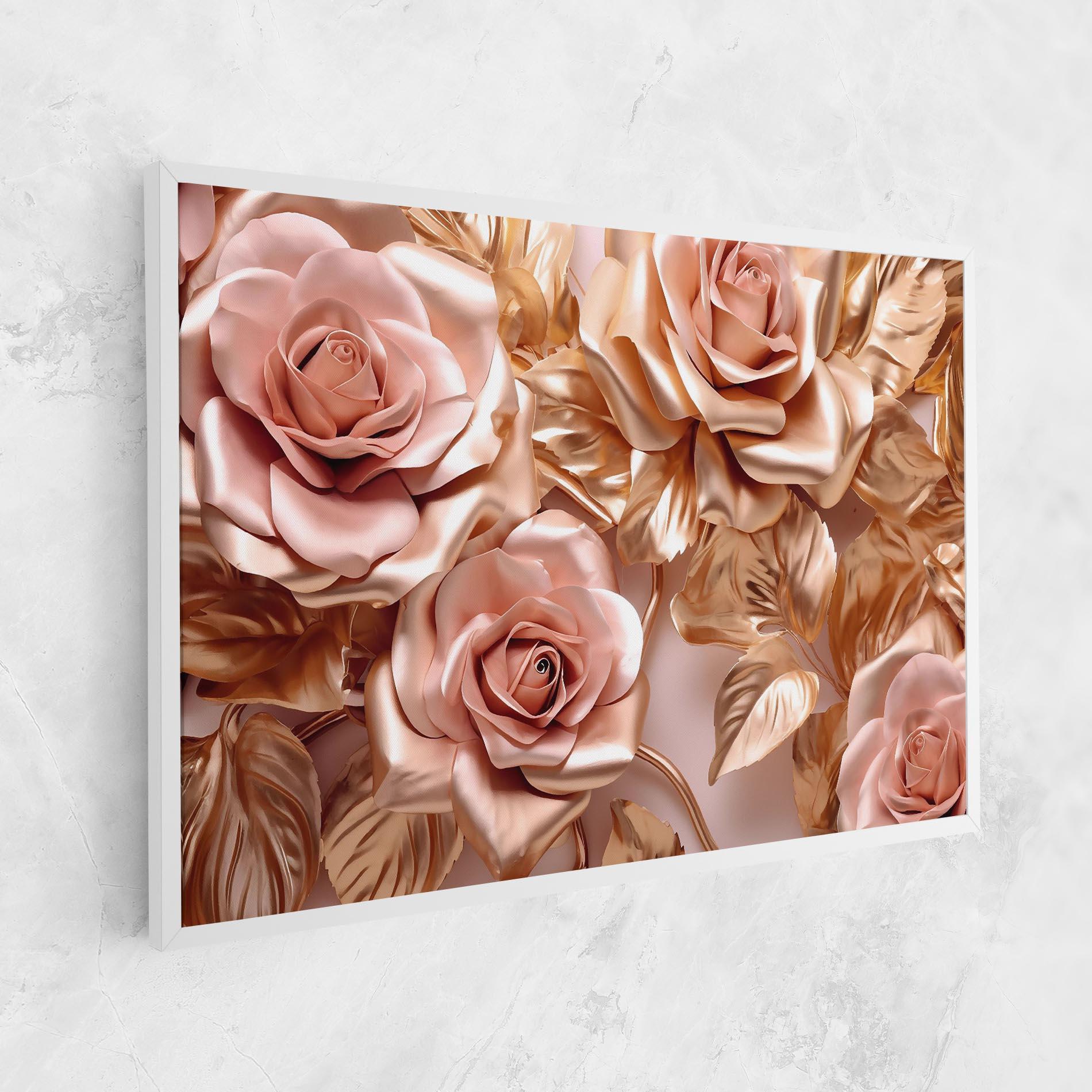 Tablou Canvas Pink Golden Roses mockup 1