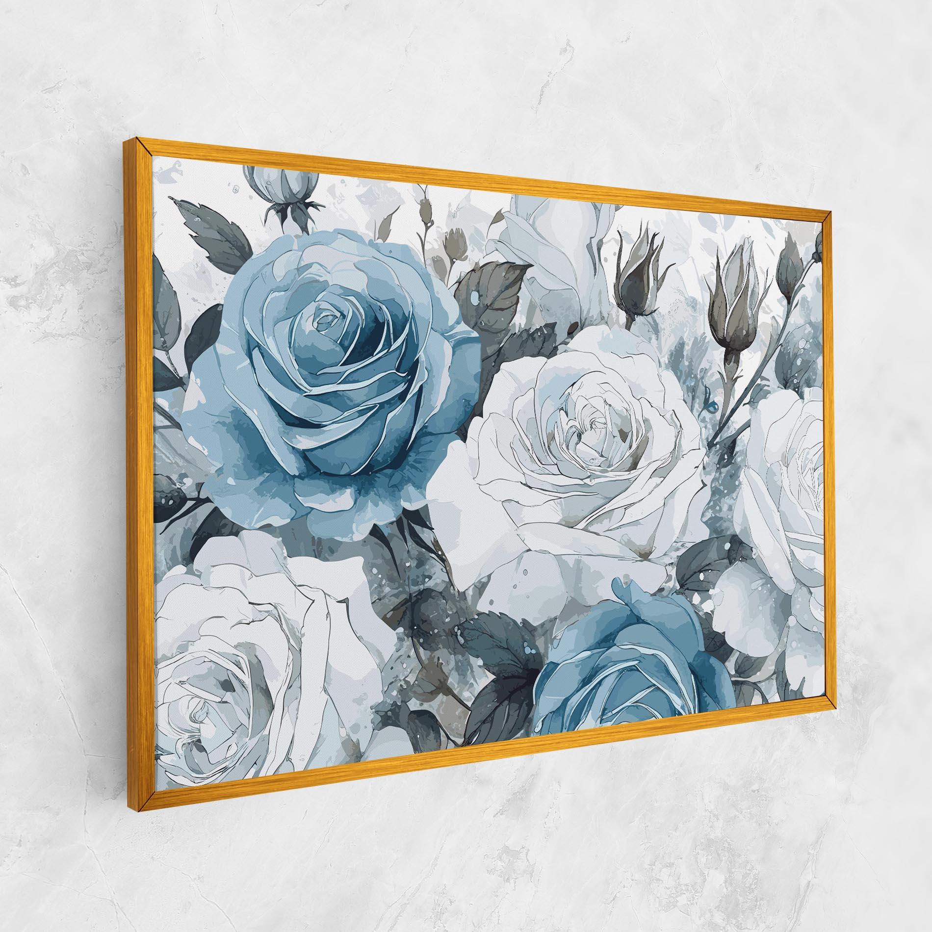 Tablou Canvas Blue White Rose mockup 1