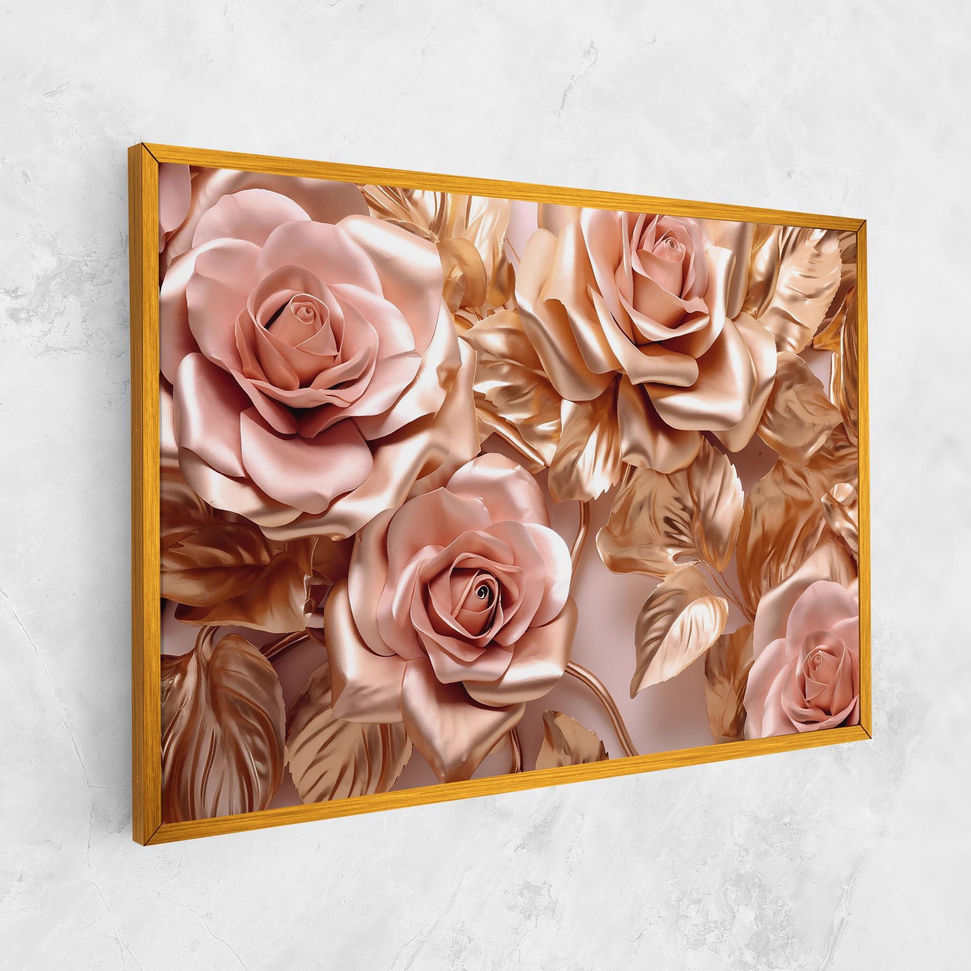 Tablou Canvas Pink Golden Roses mockup 1