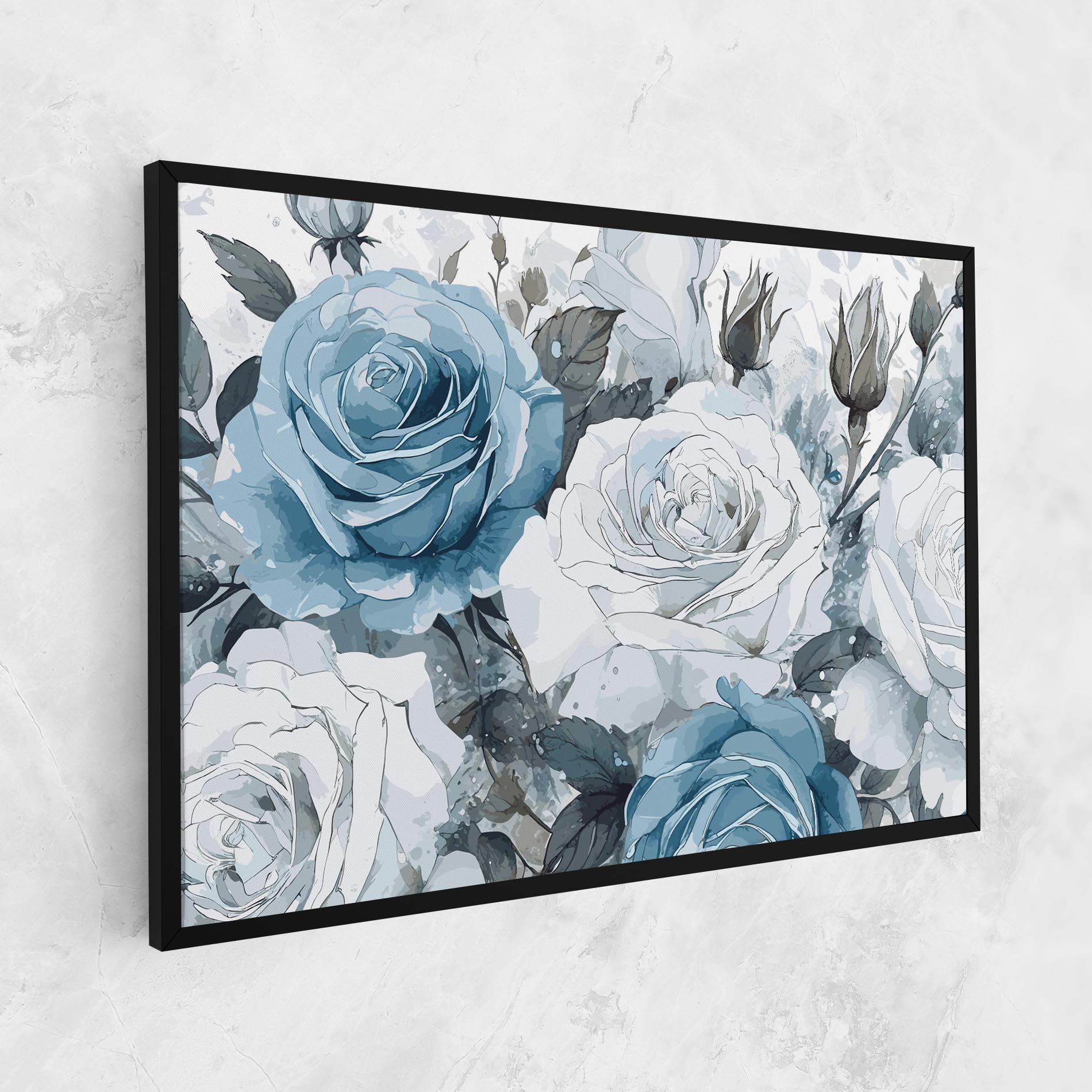 Tablou Canvas Blue White Rose mockup 1